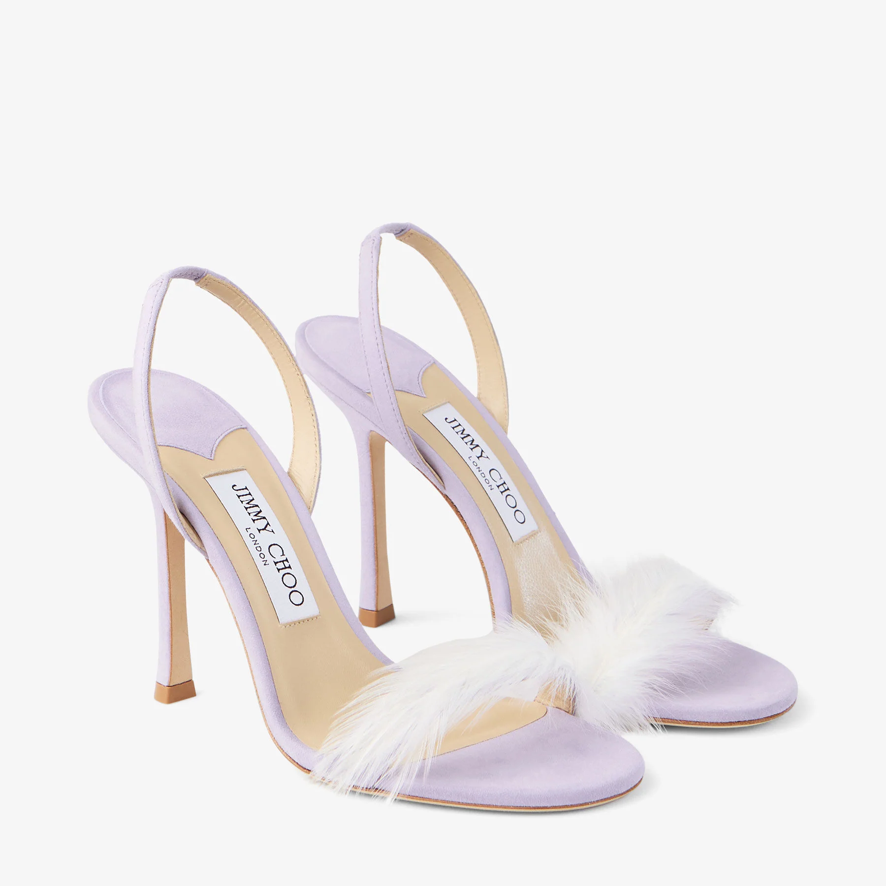Lilac Suede Sandal with Feather Embellishmen "72318" - Image 2