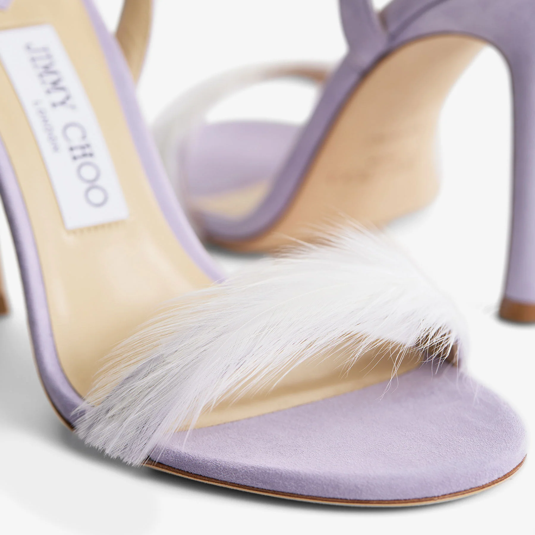 Lilac Suede Sandal with Feather Embellishmen "72318" - Image 4