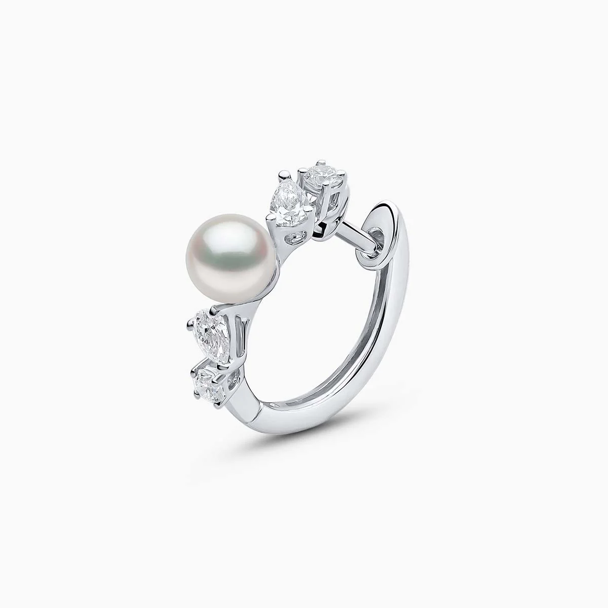 Baby Glitz 18K Gold Akoya Pearl and Diamond Hoop Earrings - Image 4