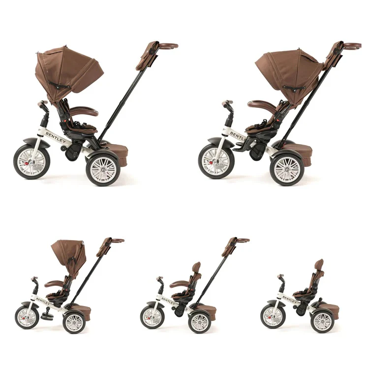 Bentley 6 in 1 Stroller Trike - White Satin / Brown - Image 5