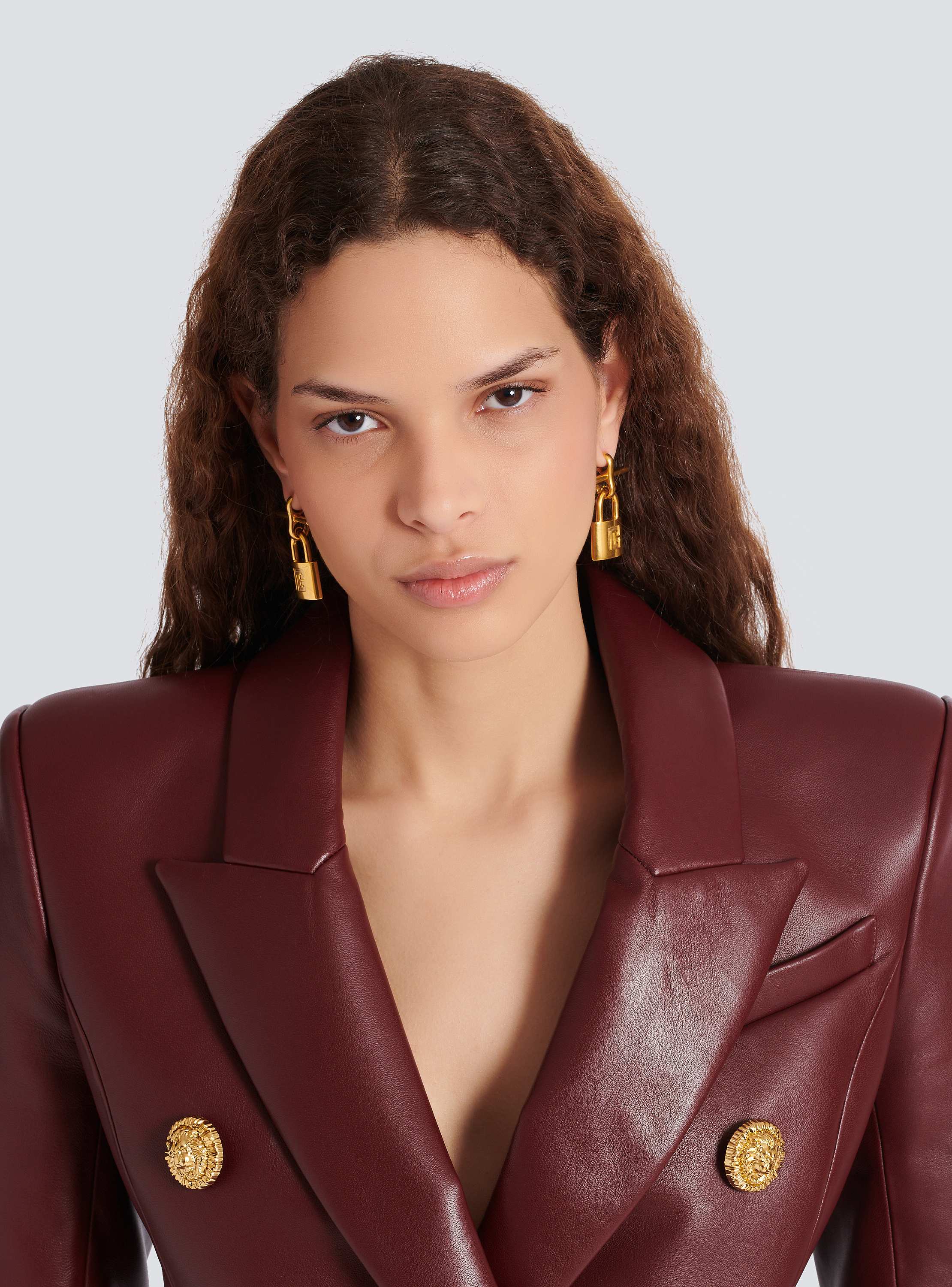 Brass Pulse Padlock Earrings - Image 3