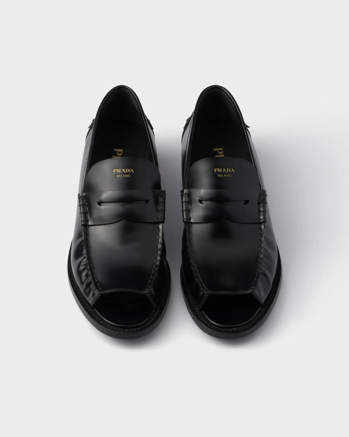 Brushed Leather Peep-Toe Loafers - Image 3