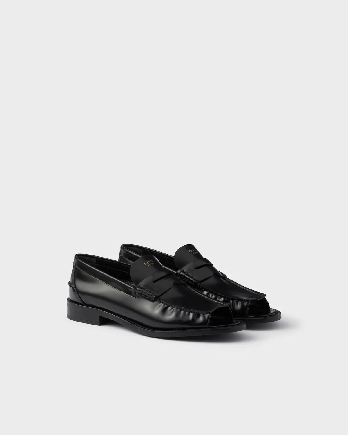 Brushed Leather Peep-Toe Loafers - Image 4