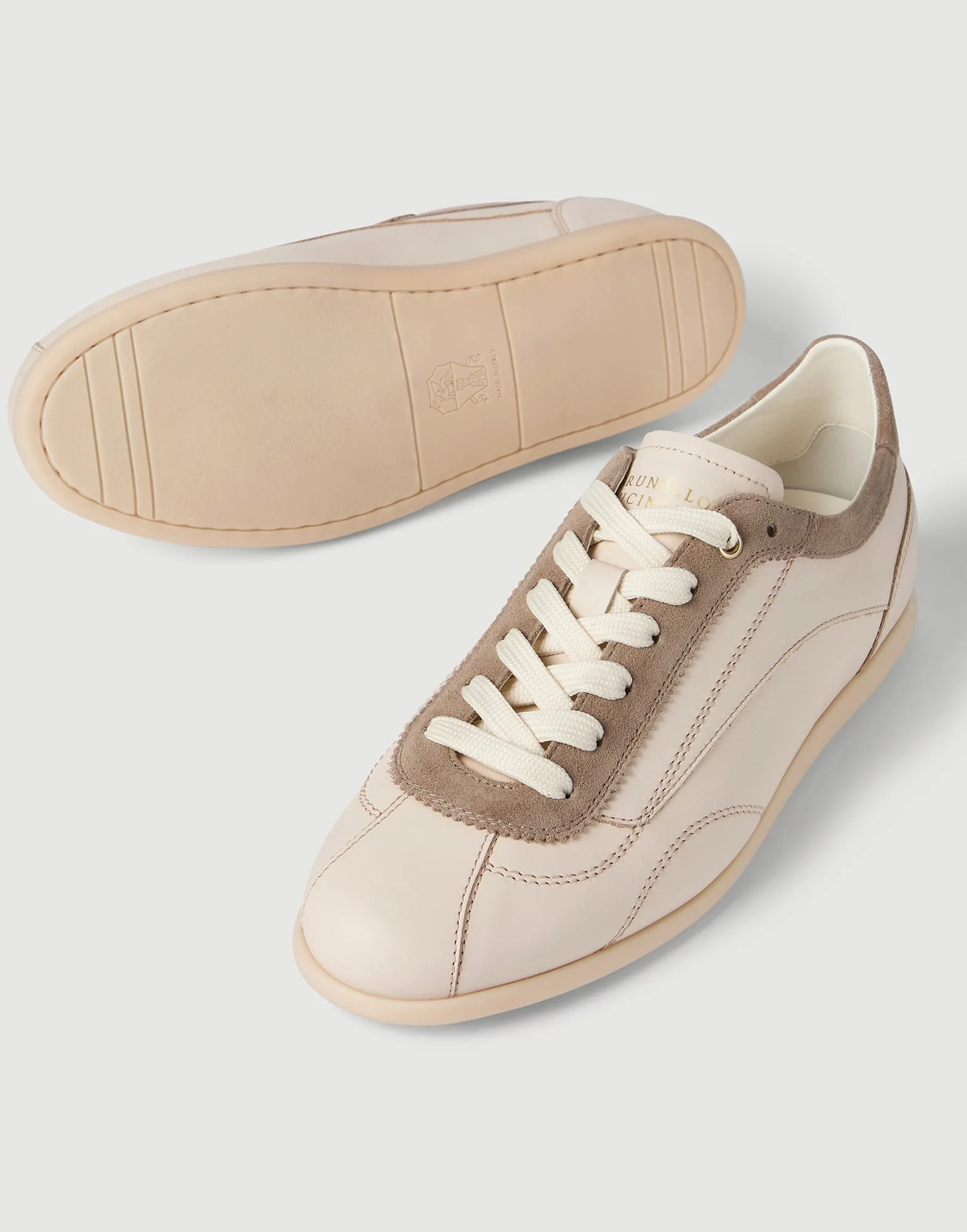 Calfskin And Suede Sneakers With Slim Outsole - Image 3