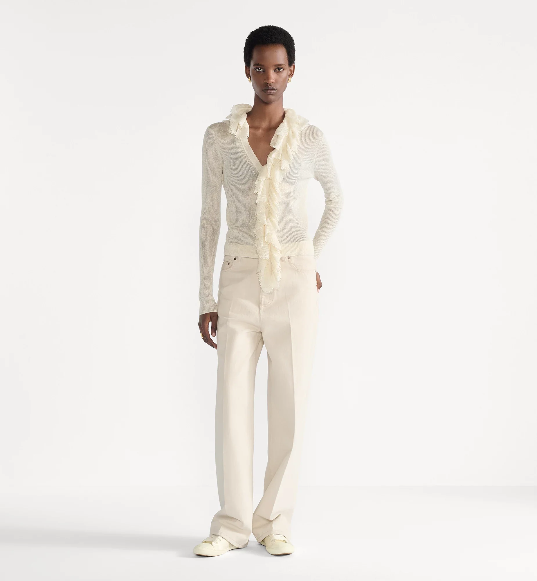 Cardigan with Removable Ruched Collar - Image 2