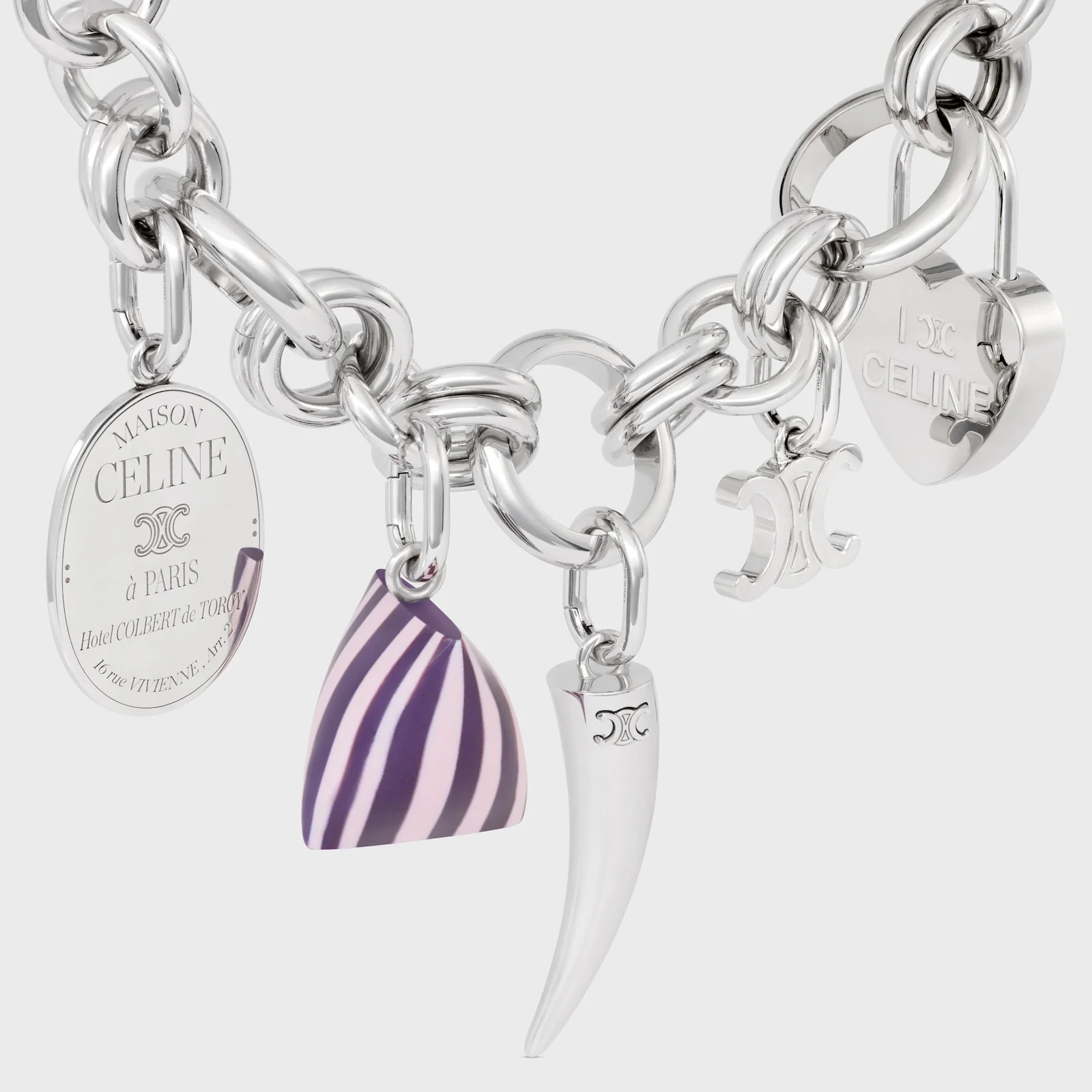 Celine Charms Berlingot In Resin And Brass With Rhodium Finish - Image 5