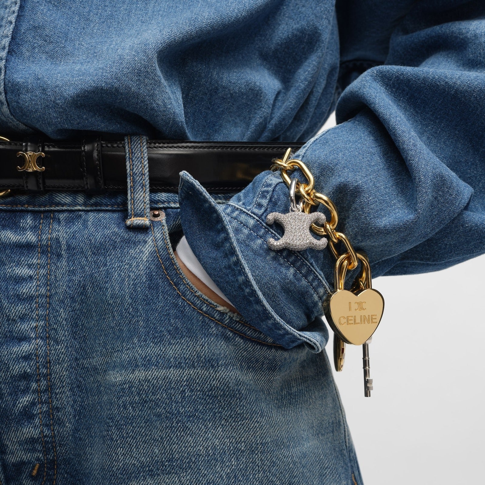 Celine Charms Heart Padlock In Brass With Gold Finish - Image 2