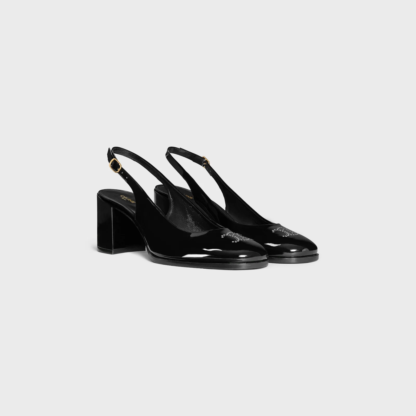 Celine Lily Perforated Triomphe Slingback In Patent Calfskin - Image 2