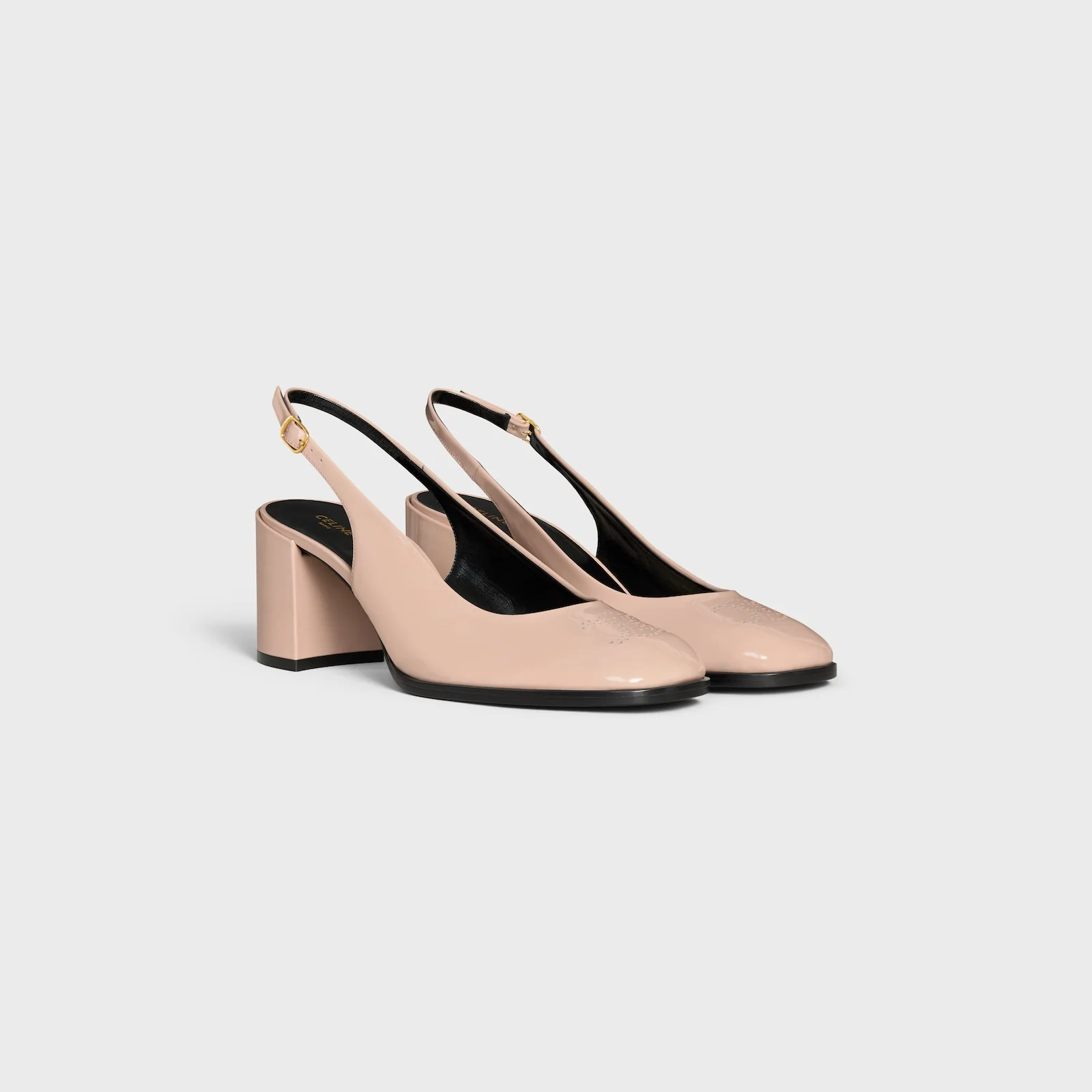 Celine Lily Perforated Triomphe Slingback In Patent Calfskin - Image 5