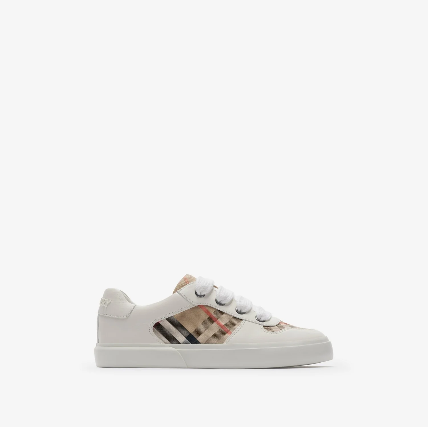 Check Cotton and Leather Sneakers