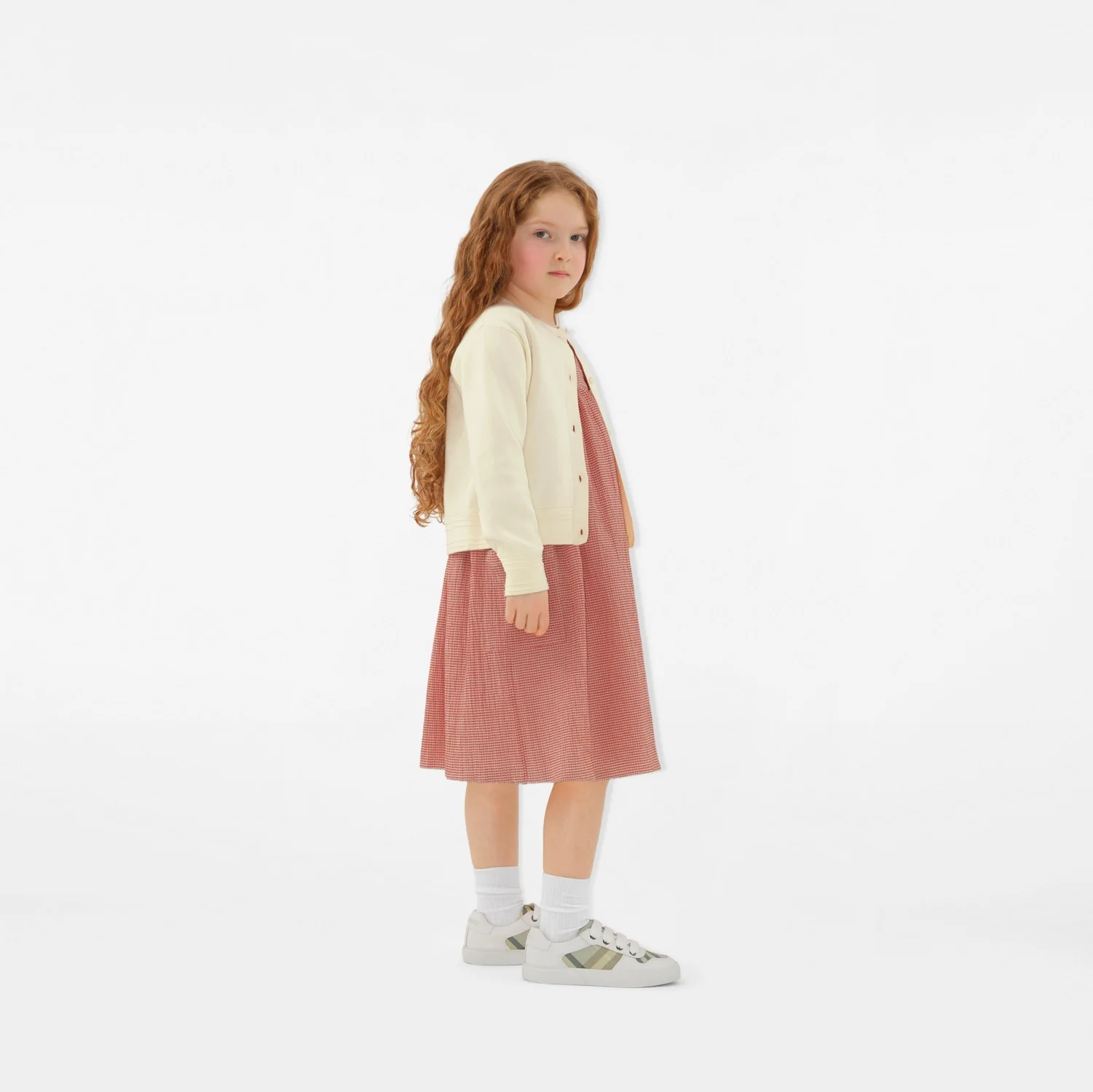 Check Cotton and Leather Sneakers - Image 2