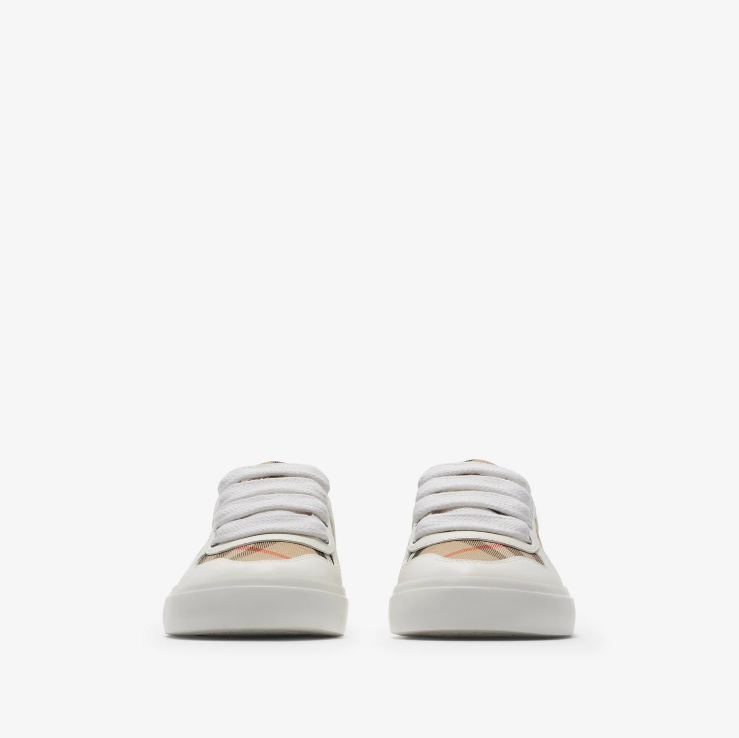 Check Cotton and Leather Sneakers - Image 3