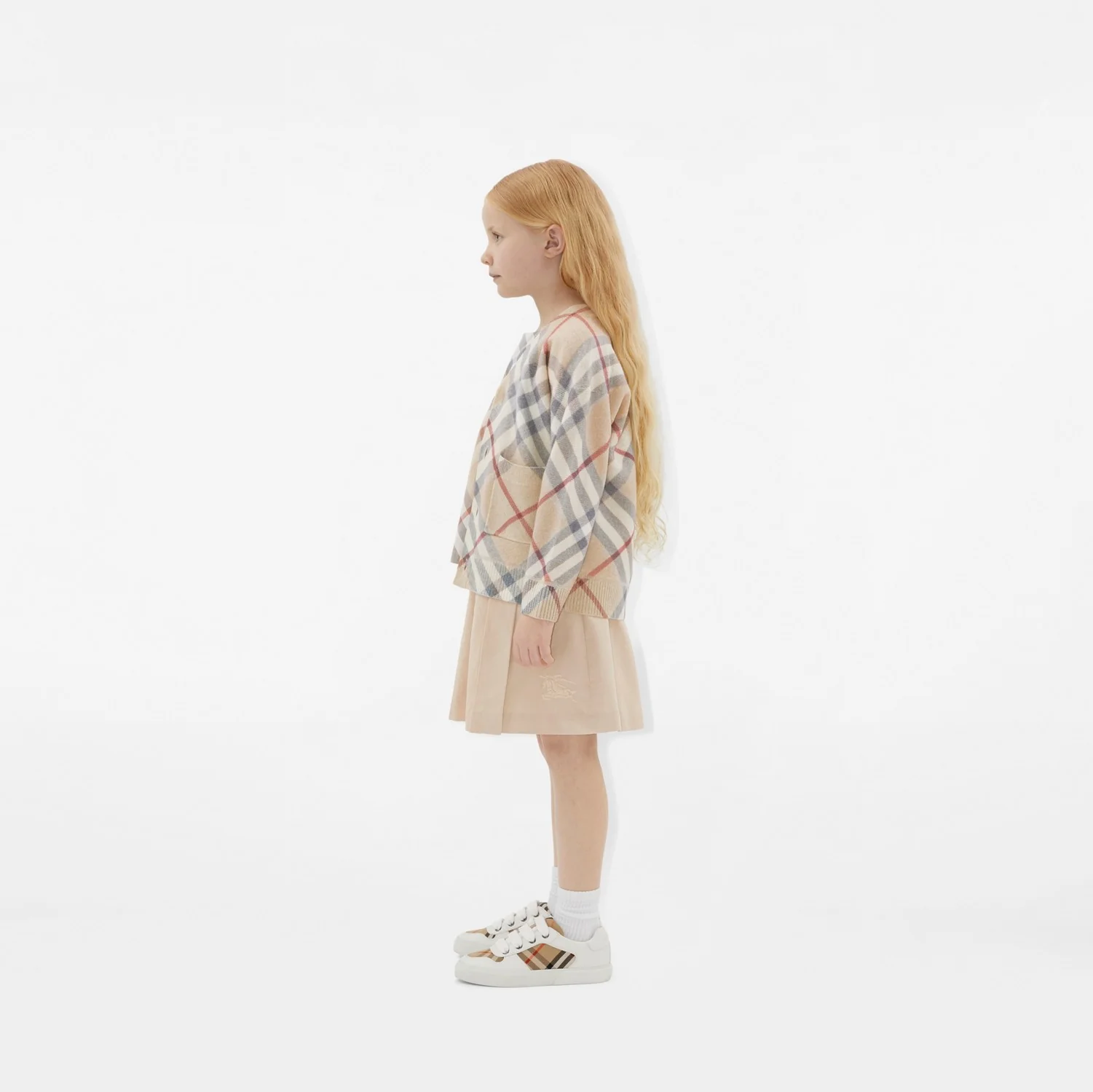 Check Cotton and Leather Sneakers - Image 6