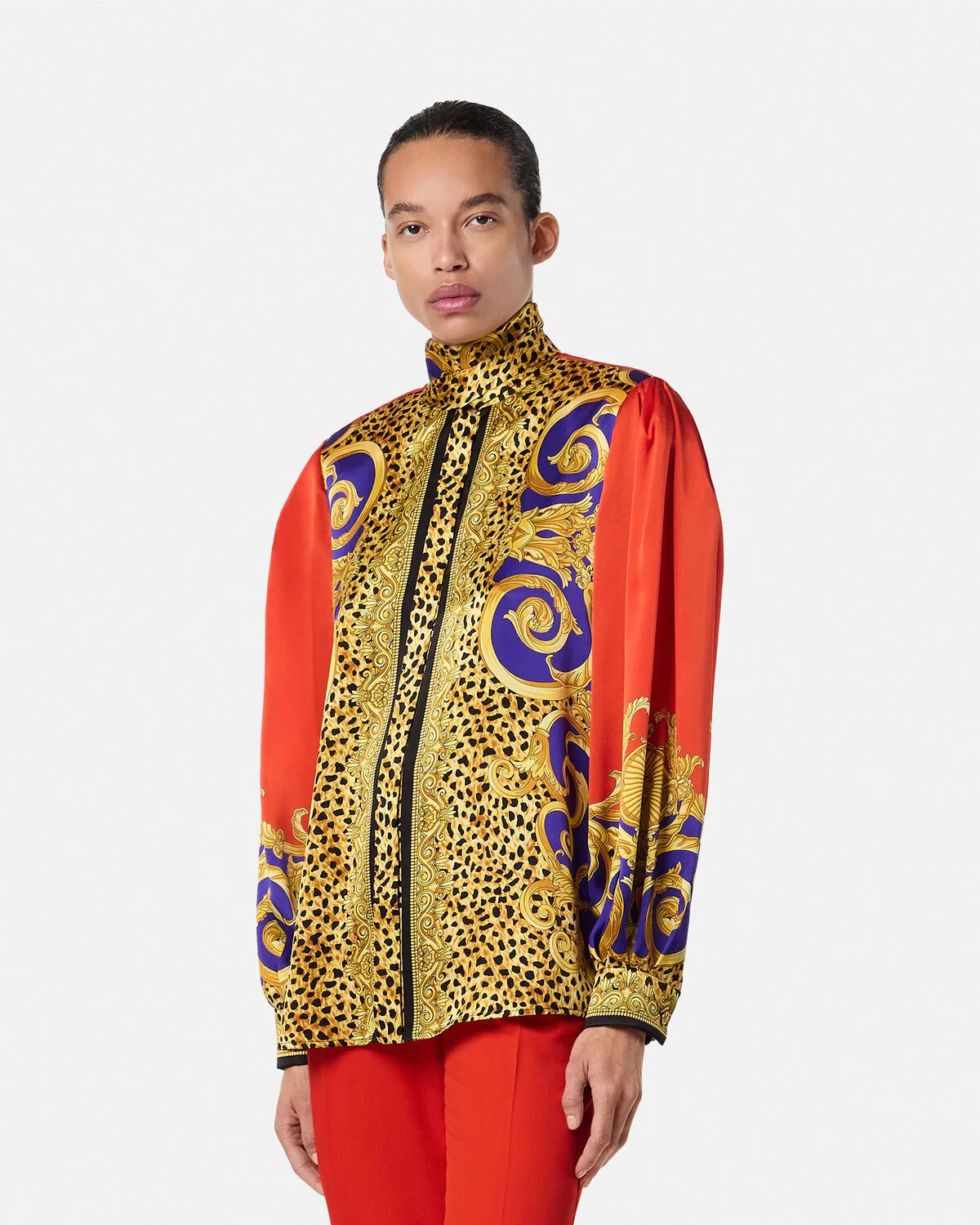 Cheetah Barocco Silk Lavallière Shirt - Image 3