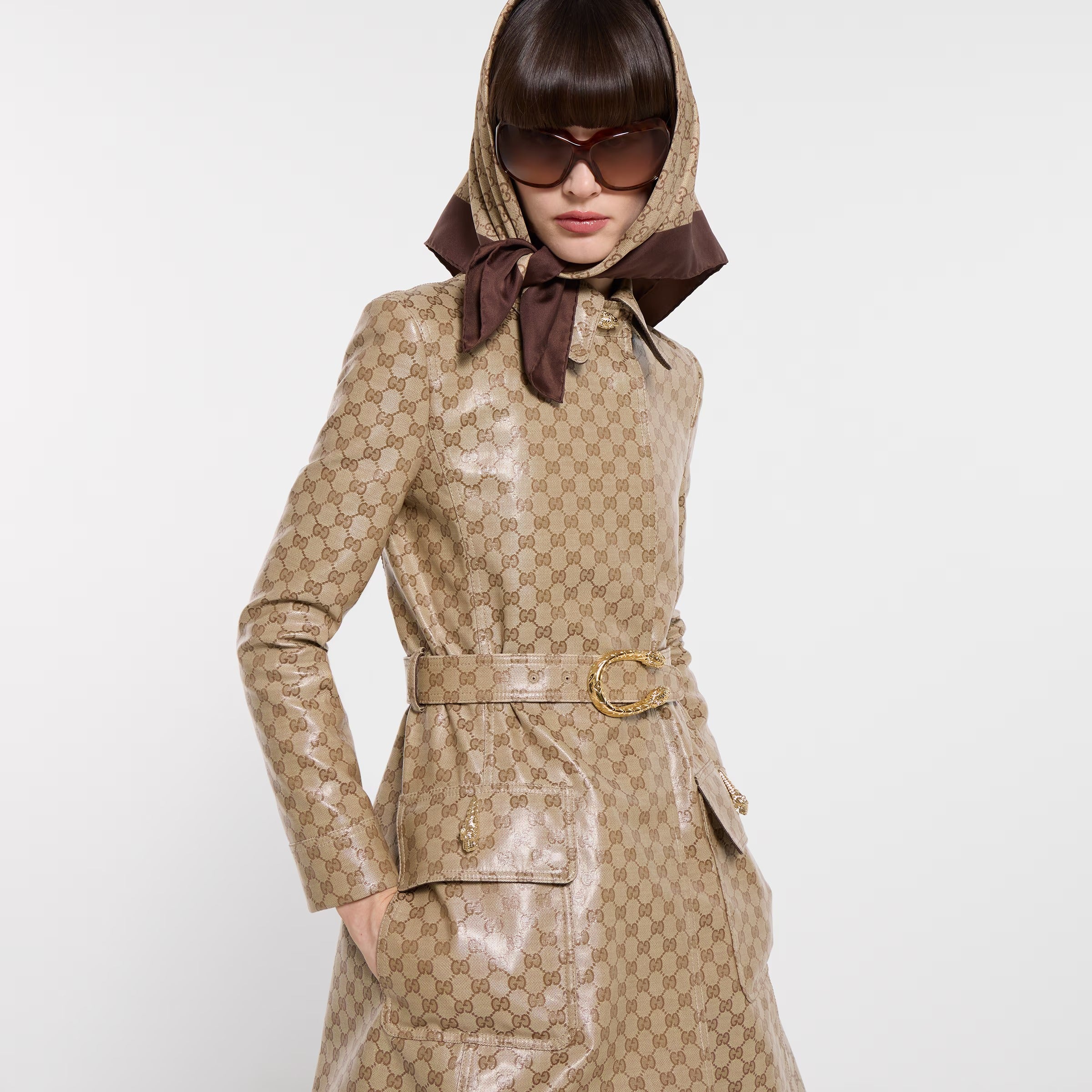 Coated Gg Cotton Canvas Fabric Coat - Image 3