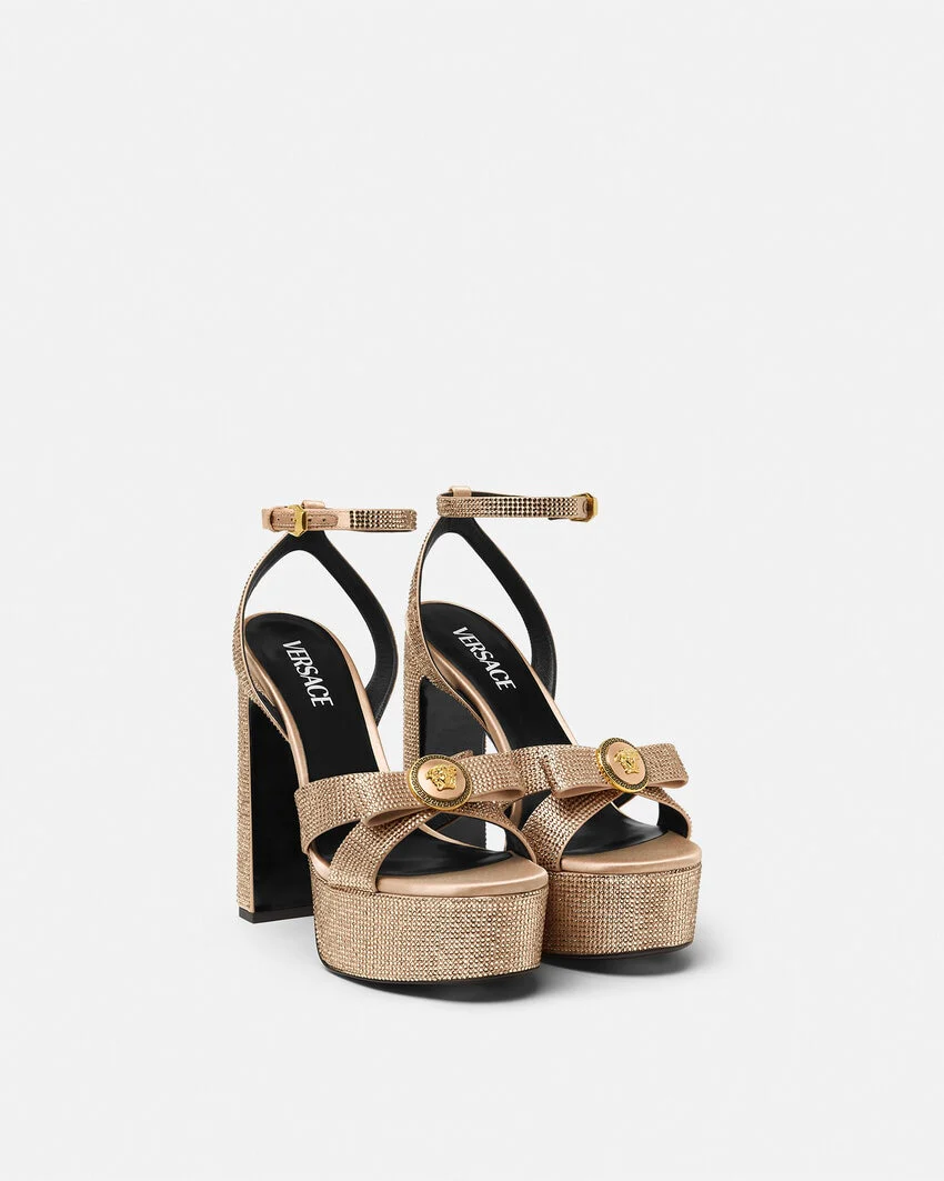 Crystal Gianni Ribbon Satin Sandals 140 mm - Image 3