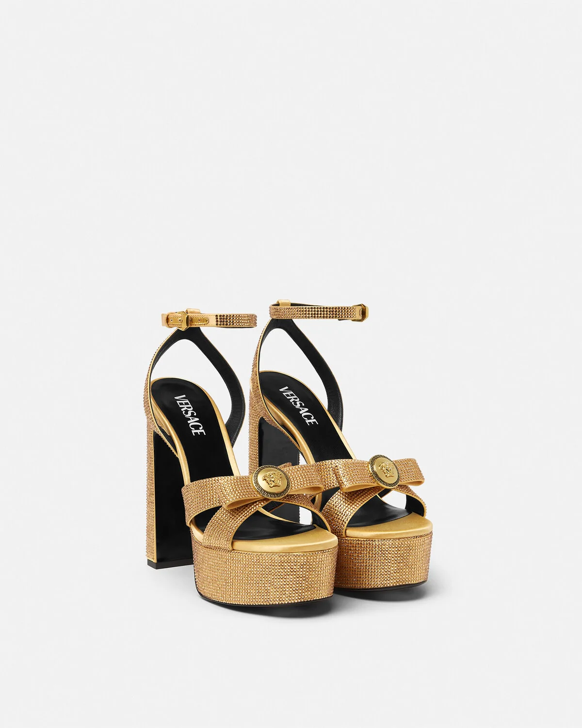 Crystal Gianni Ribbon Satin Sandals 140 mm - Image 6