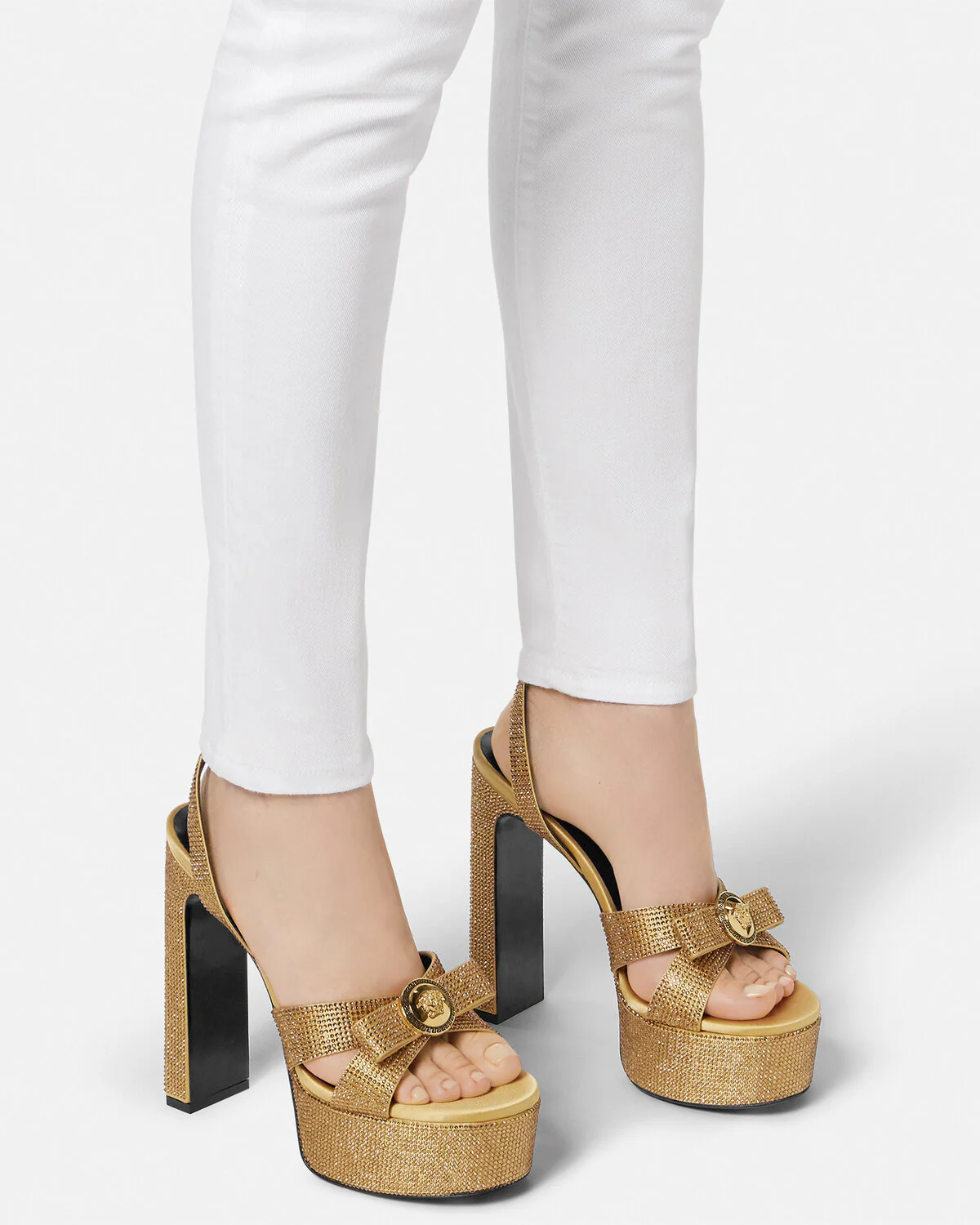 Crystal Gianni Ribbon Satin Sandals 140 mm - Image 7