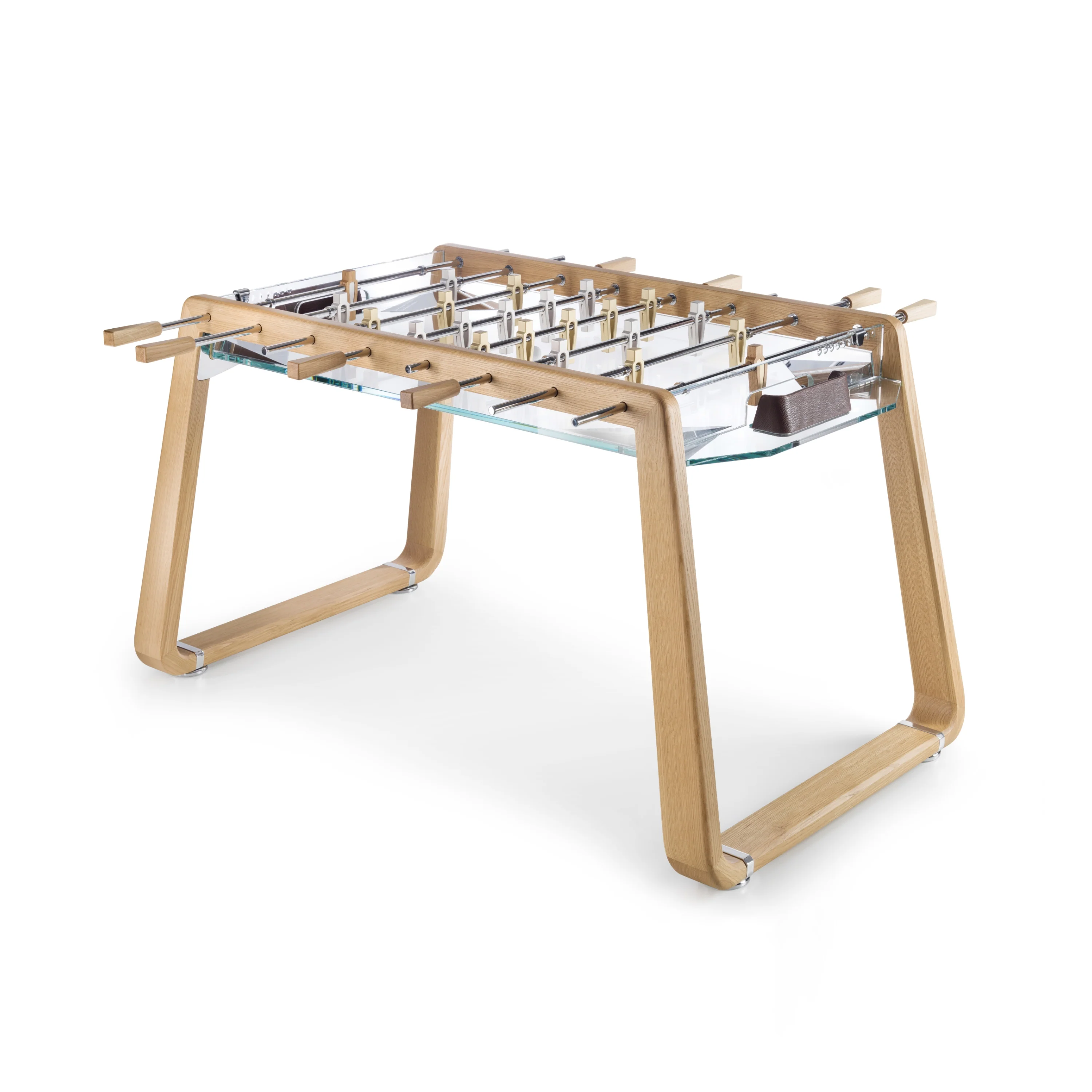 Derby Wood Foosball Table With Natural Oak & Glass - Image 9