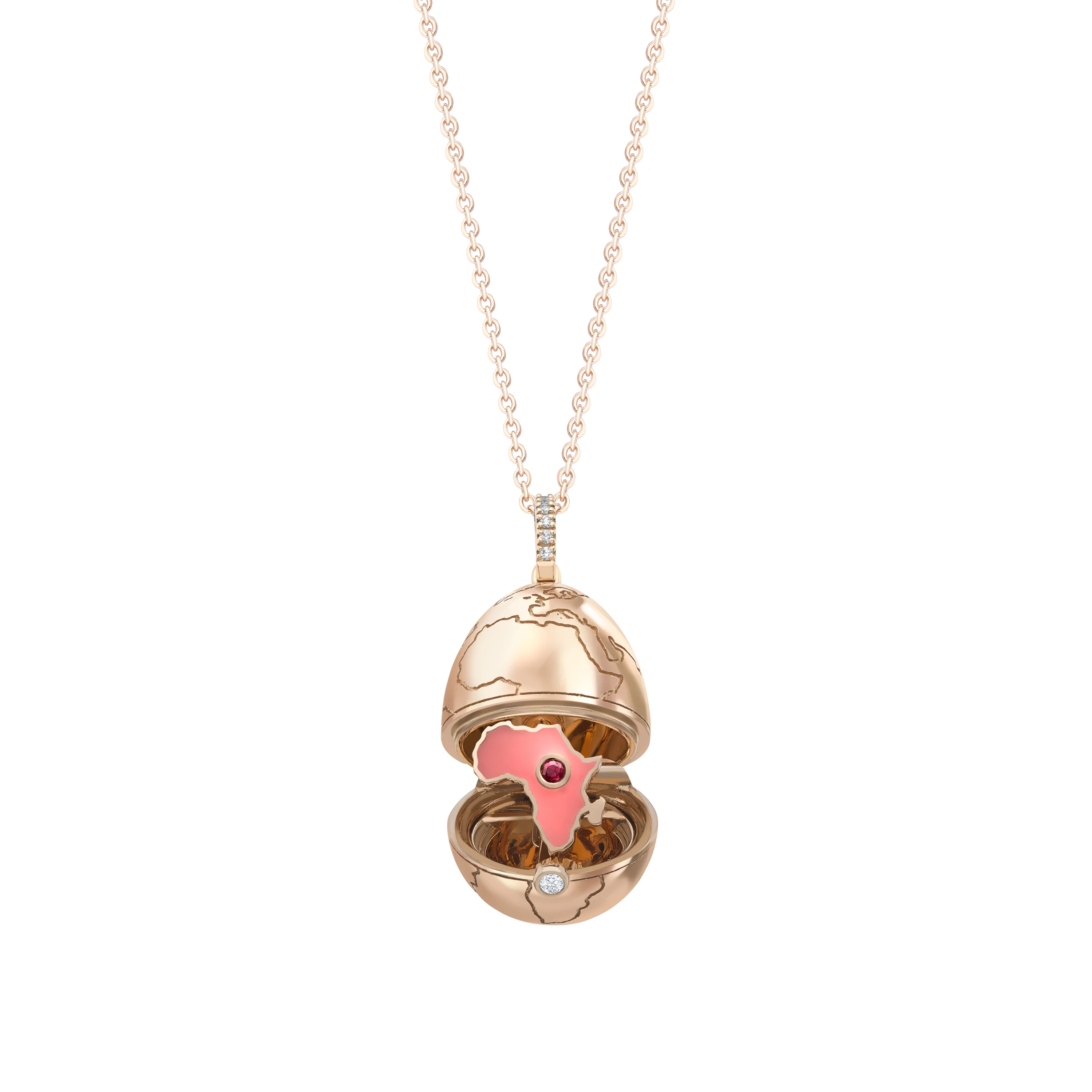 Fabergé Essence Limited Edition Rose Gold & Ruby ‘IFE’ Africa Surprise Locket - Image 4