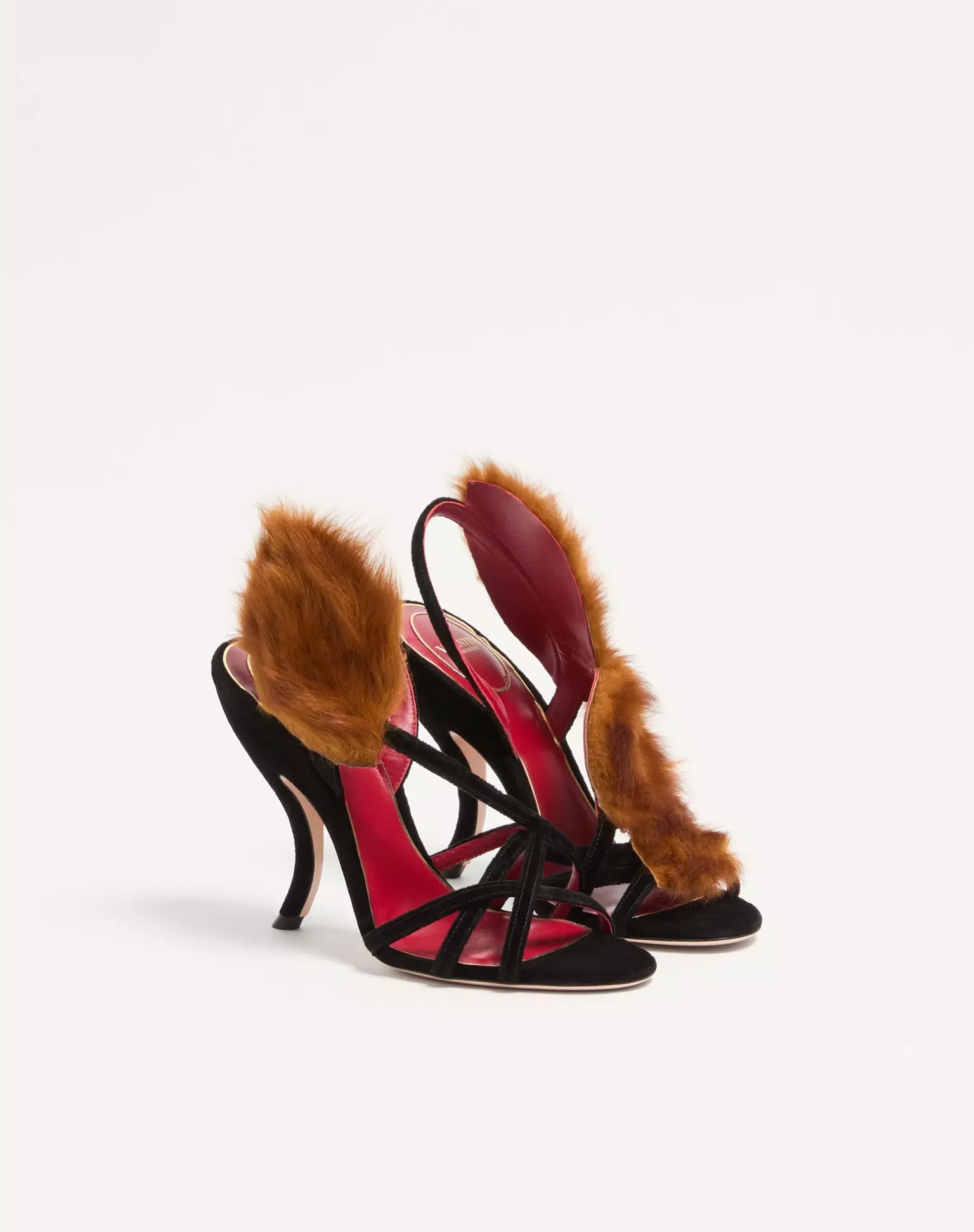 Fetishique velvet sandal with fur leaf 105 mm - Image 3