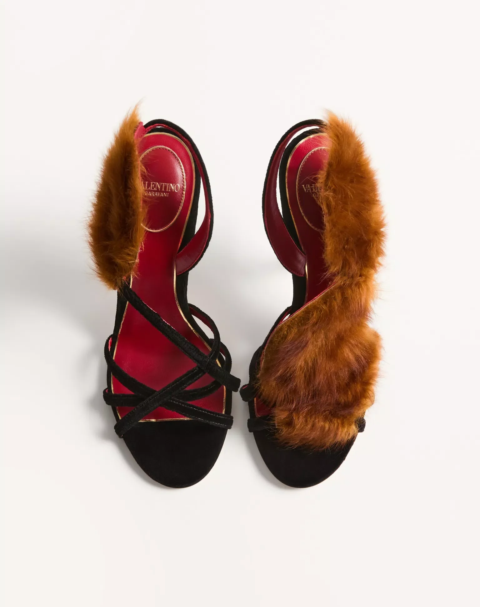 Fetishique velvet sandal with fur leaf 105 mm - Image 4