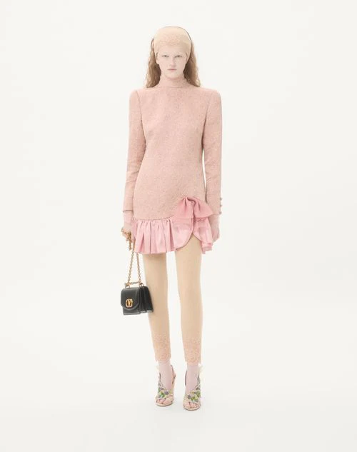 Floral matelassé short dress - Image 3