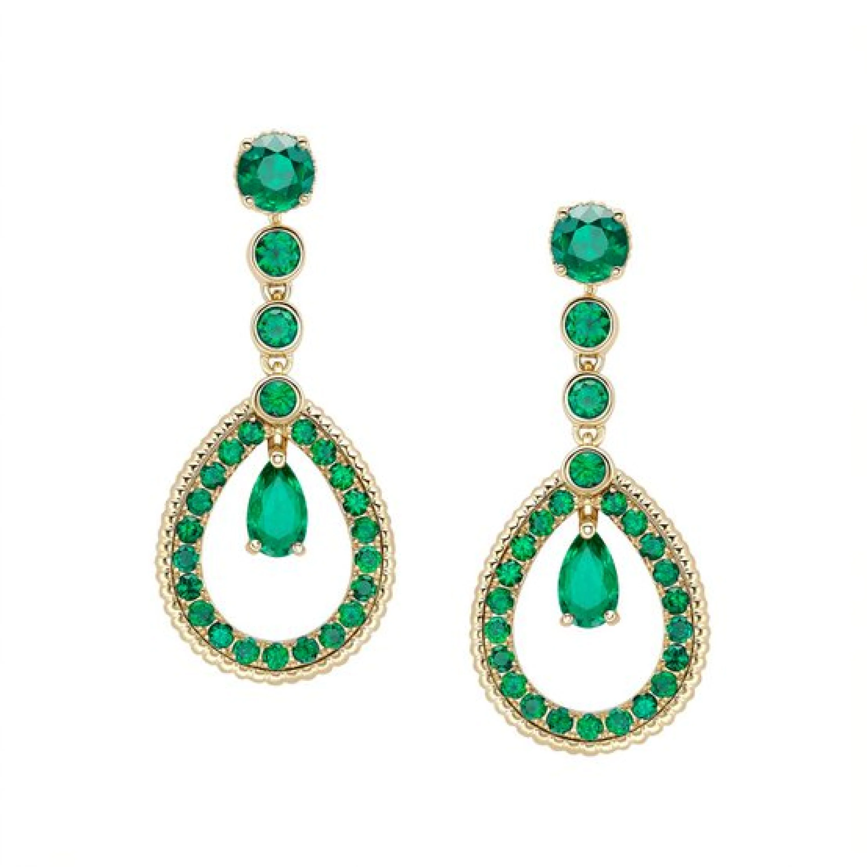Fluted Gemstone Teardrop Earrings - Image 2