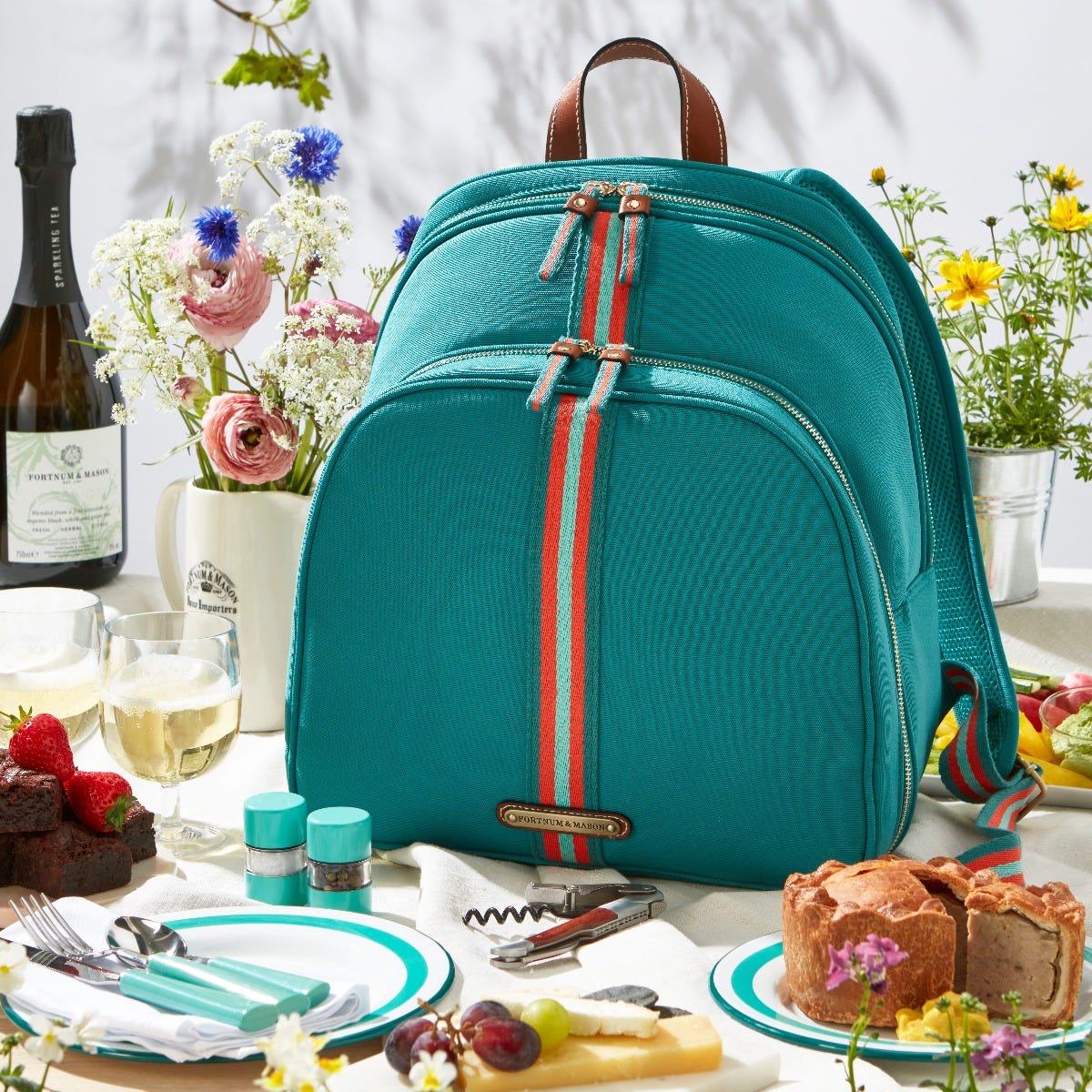 Fortnum’s 2 Person Canvas Picnic Backpack, Eau de Nil - Image 2