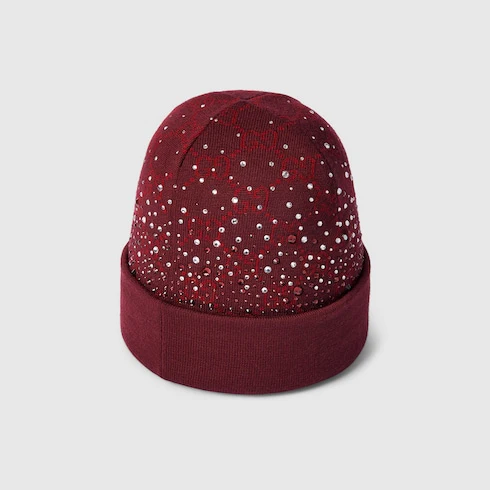 GG Wool Beanie Hat With Crystals - Image 3