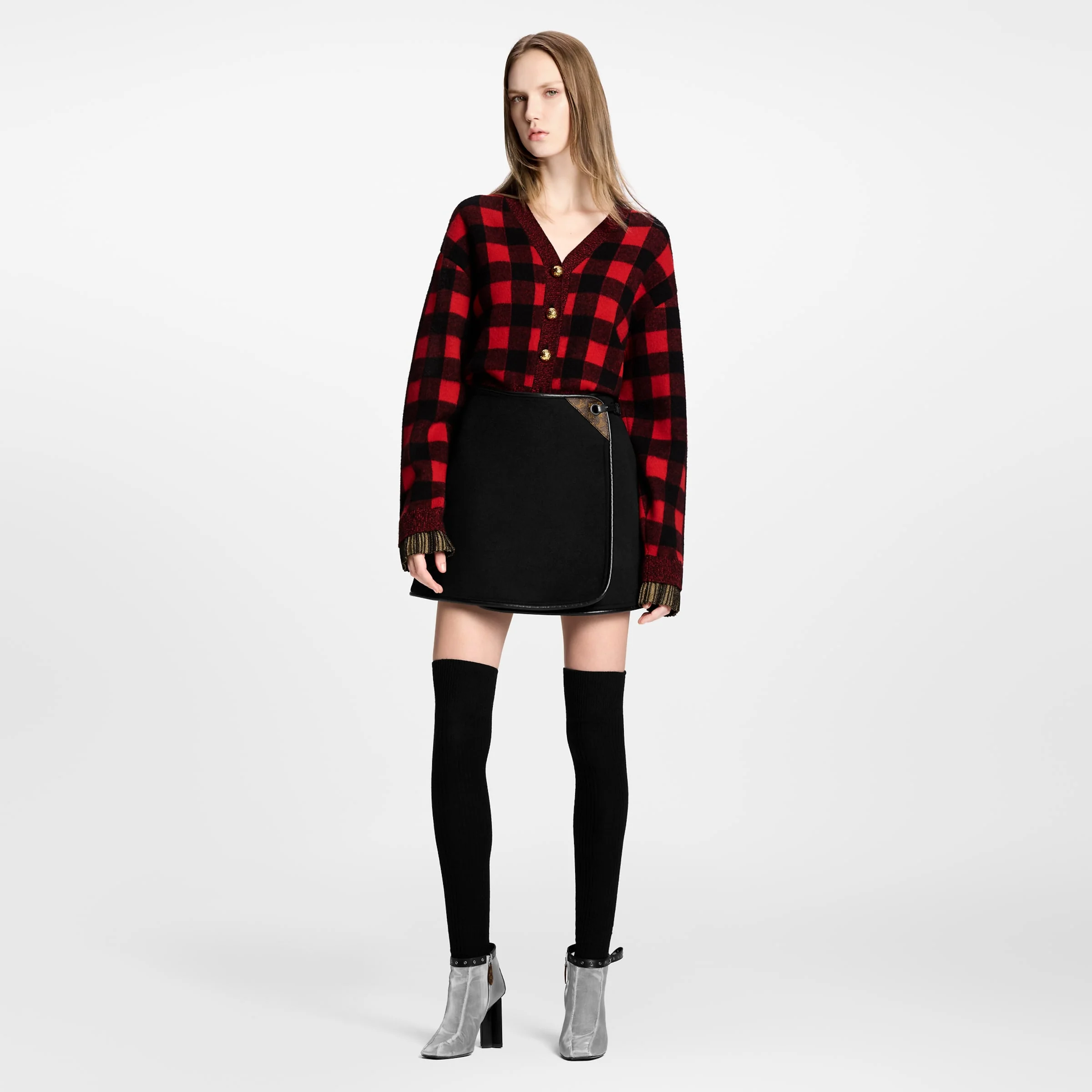 Graphic Check Knit Cardigan - Image 2