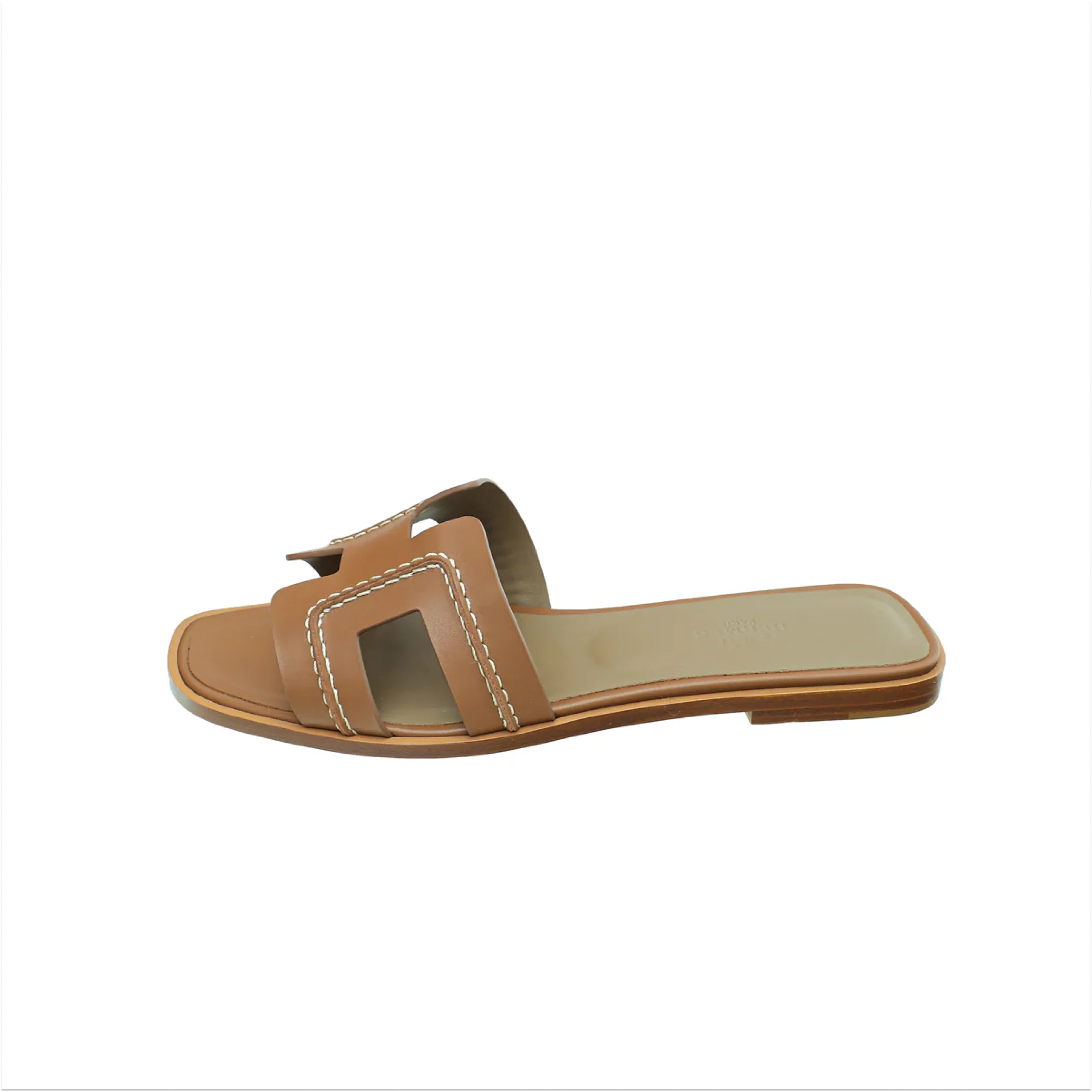 Hermes Gold Oran Pique Sandals 39 - Image 2