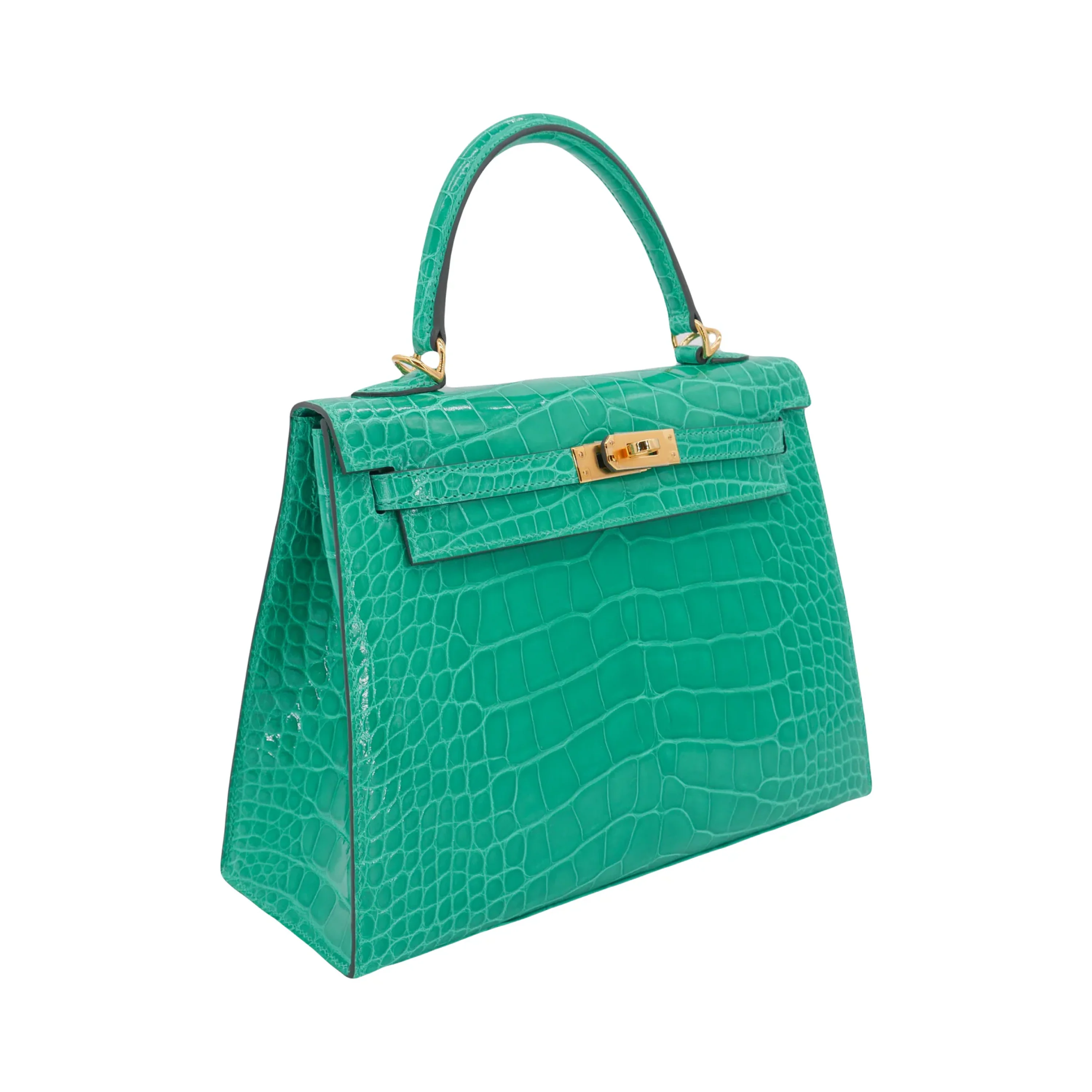 Hermes Kelly 25cm Vert Jade Croco GHW - Image 2