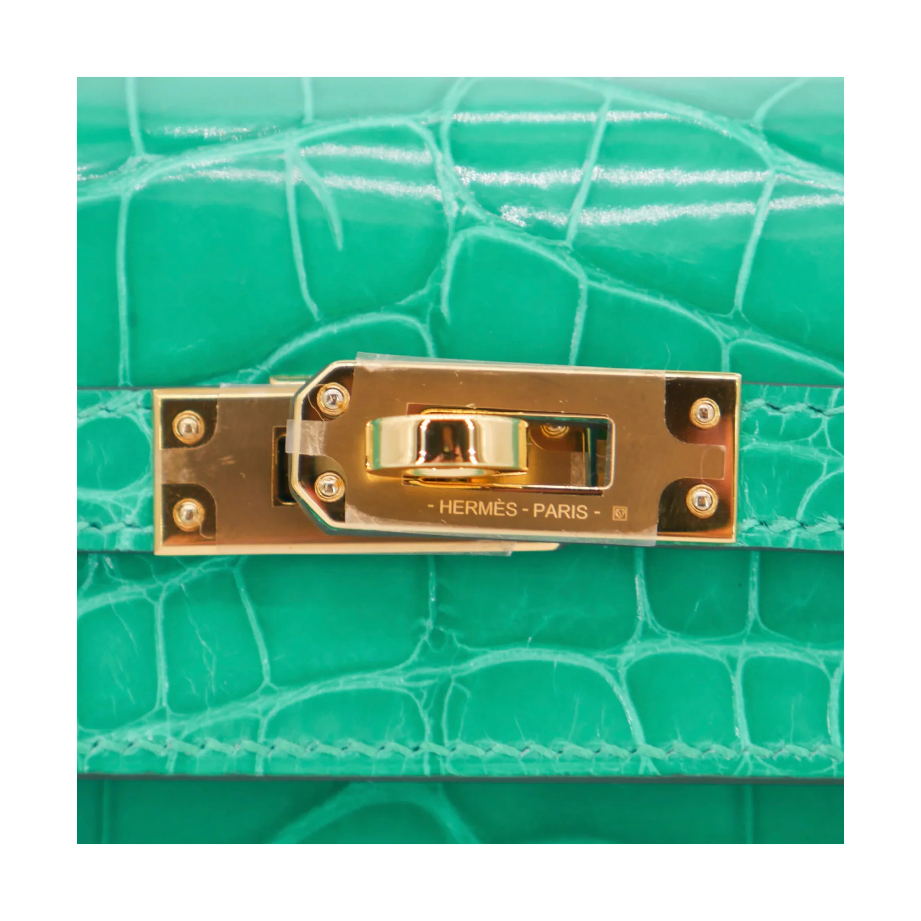 Hermes Kelly 25cm Vert Jade Croco GHW - Image 4