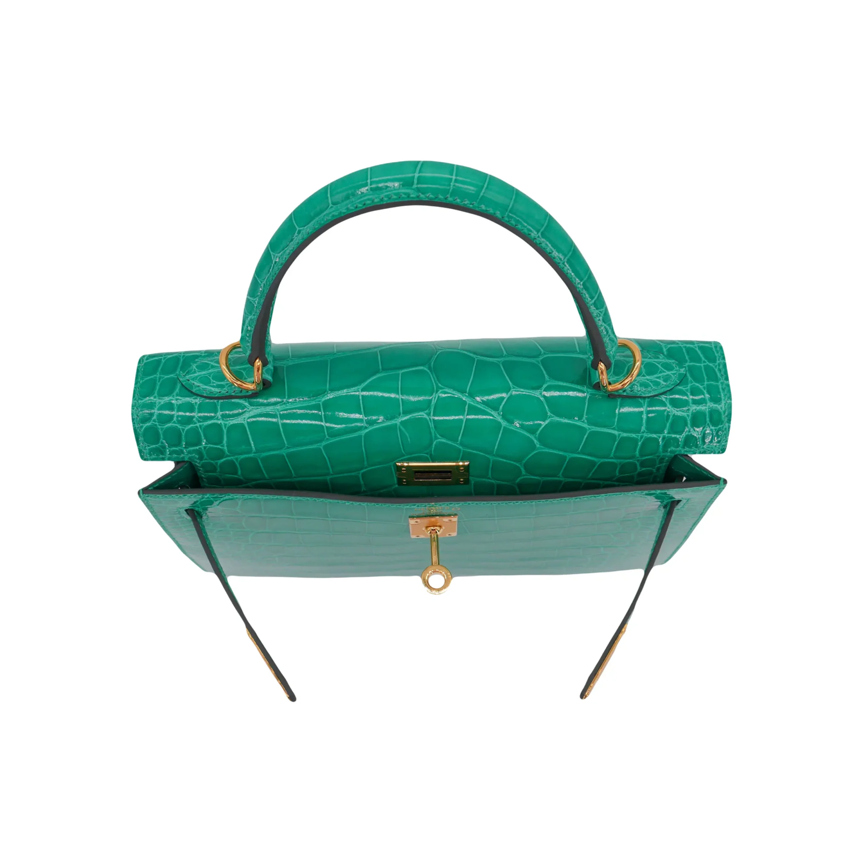 Hermes Kelly 25cm Vert Jade Croco GHW - Image 5
