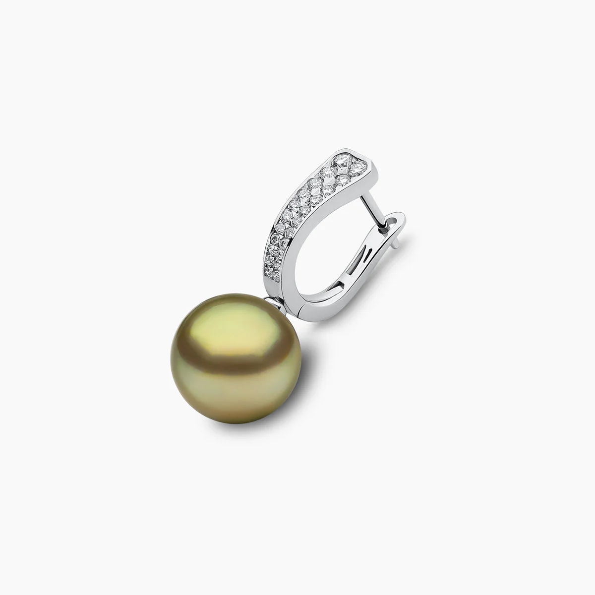 Jazz 18K Gold Pistachio Tahitian Pearl and Diamond Earrings - Image 3