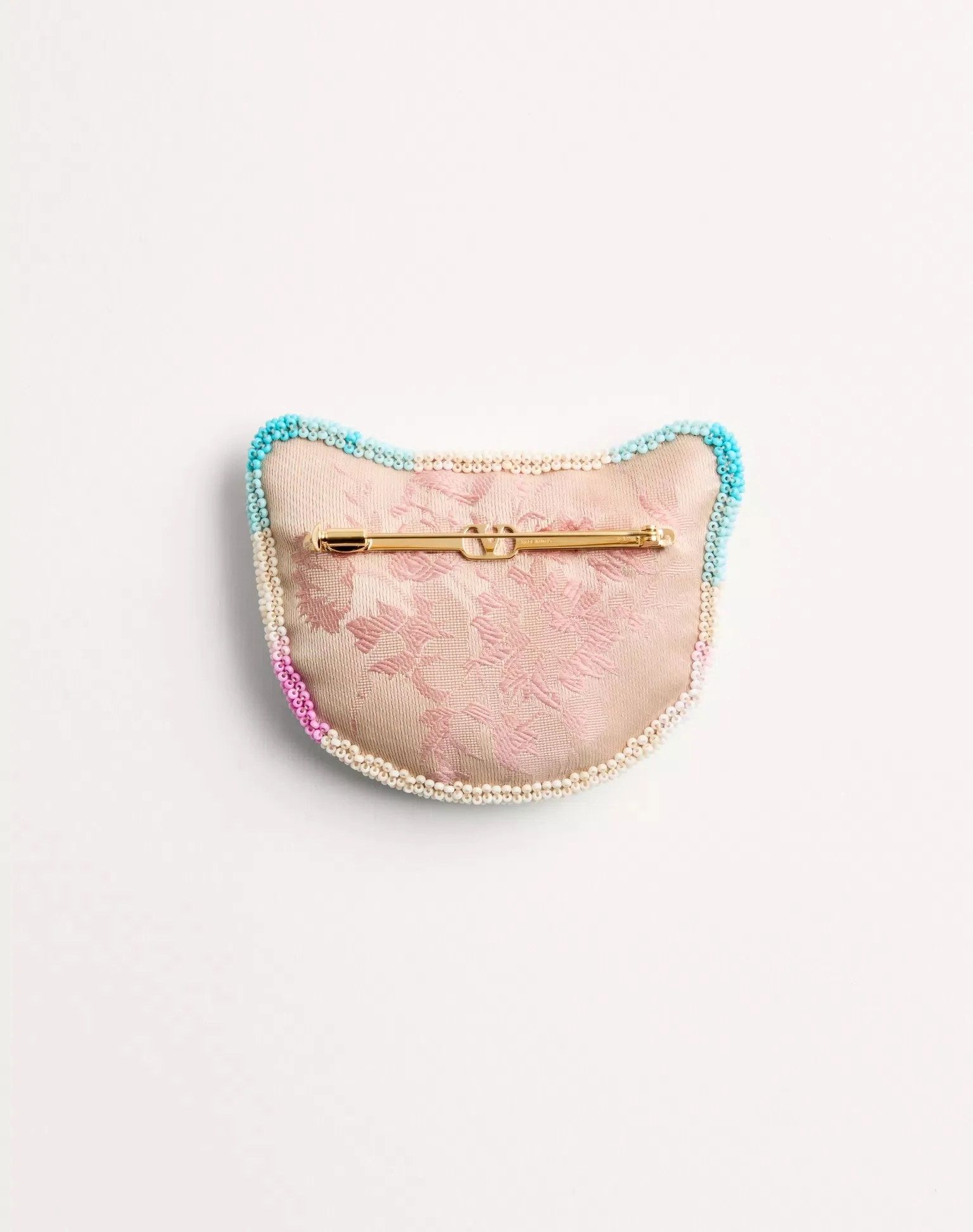 Le Chat De La Maison Brooch In Jacquard Fabric With Resin Bead Embroidery - Image 4