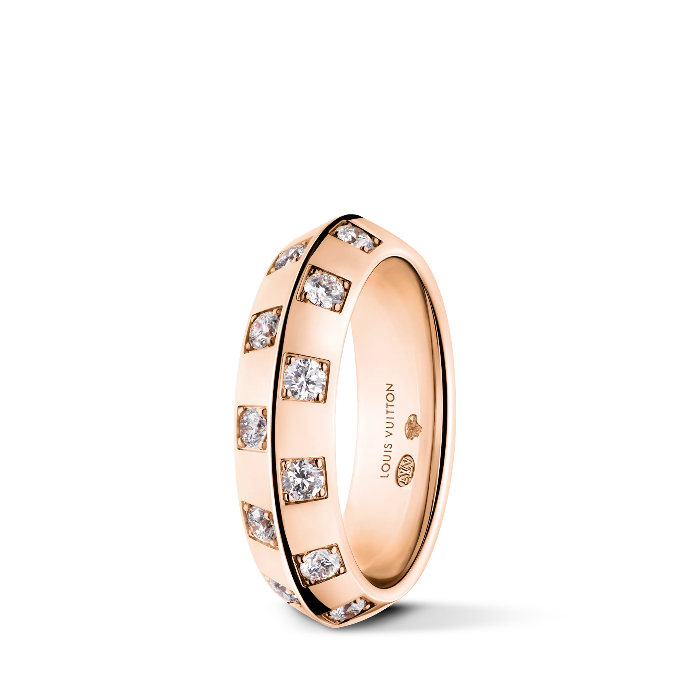 Le Damier de Louis Vuitton Medium Ring, Rose Gold and Diamonds - Image 3