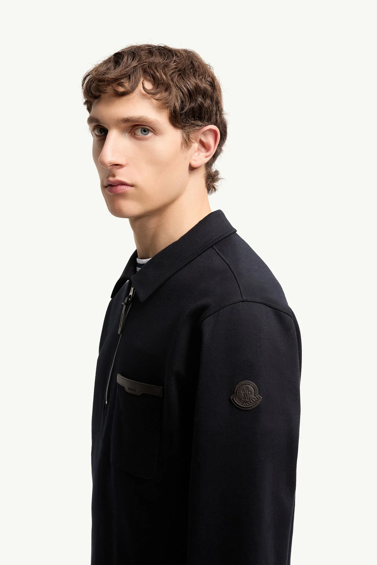 Leather Logo Cotton Blend Half-Zip Sweatshirt - Image 3