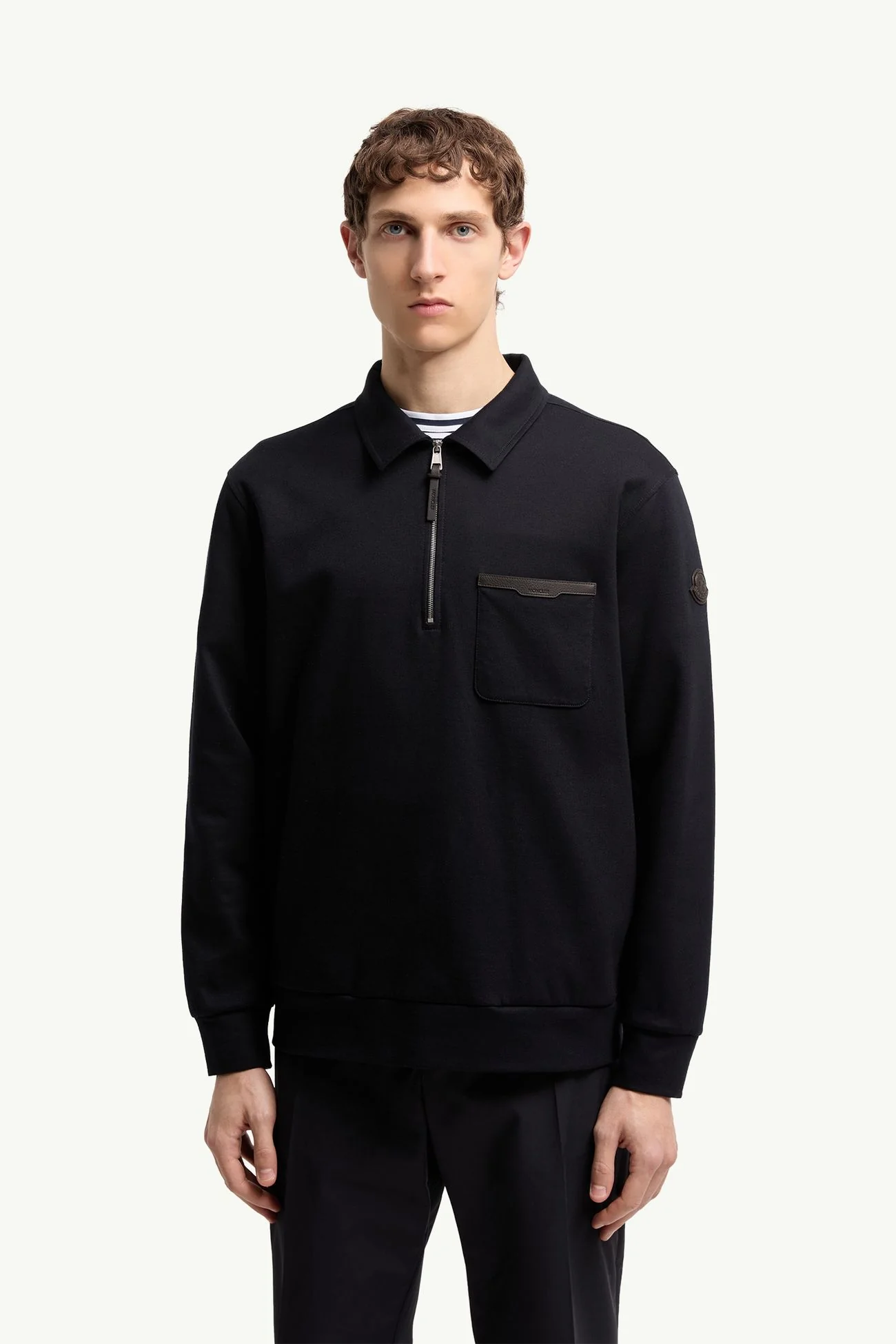 Leather Logo Cotton Blend Half-Zip Sweatshirt - Image 4