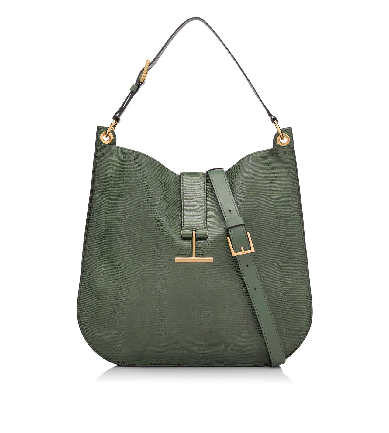 Lizard-Effect Suede Leather Tara Large Crossbody
