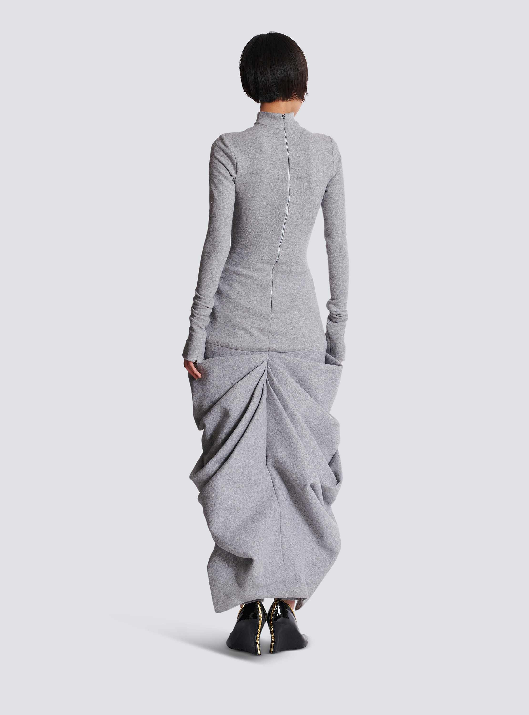 Long Draped Cotton Knit Dress - Image 4