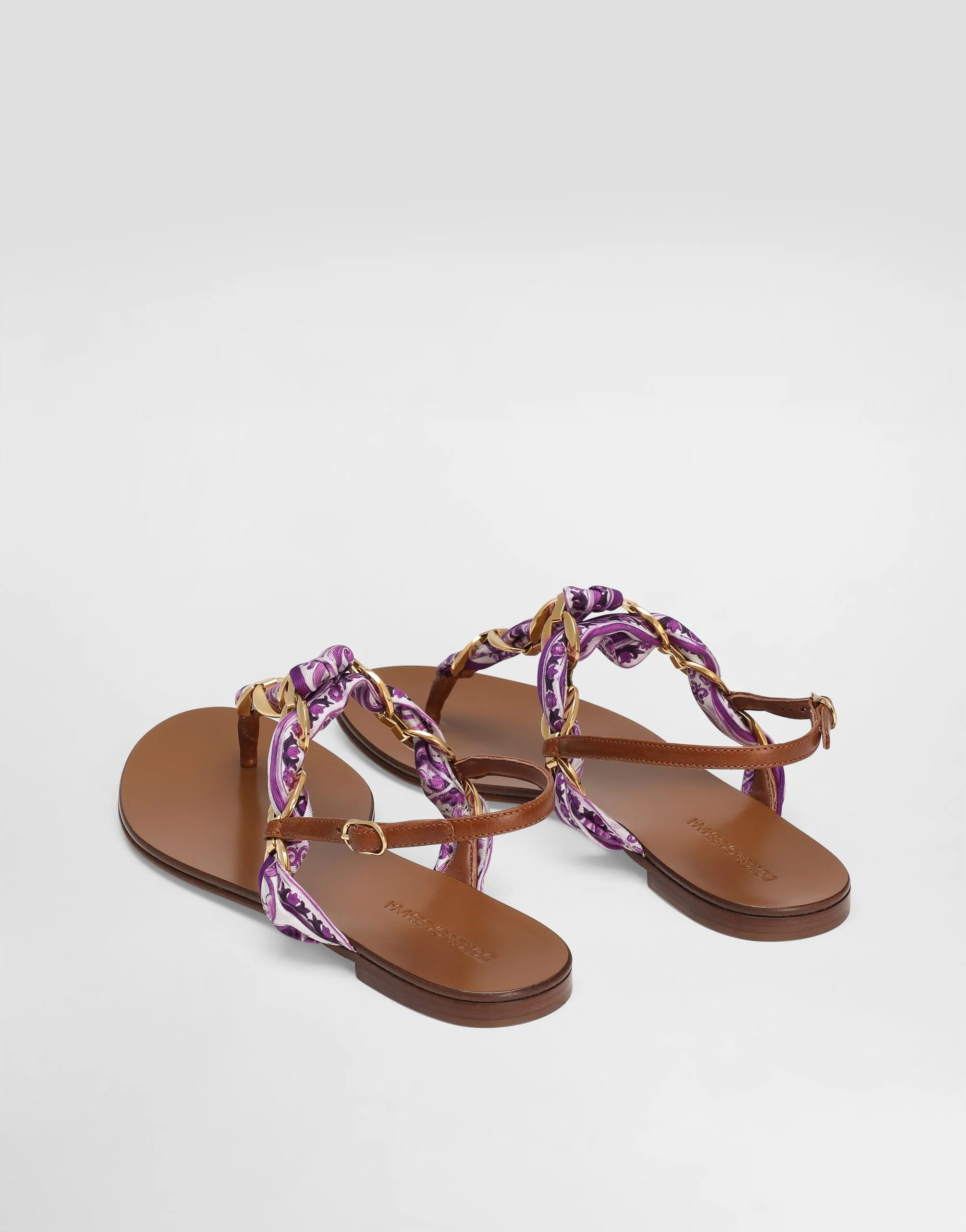 Majolica-Print Twill Flip-Flops - Image 3