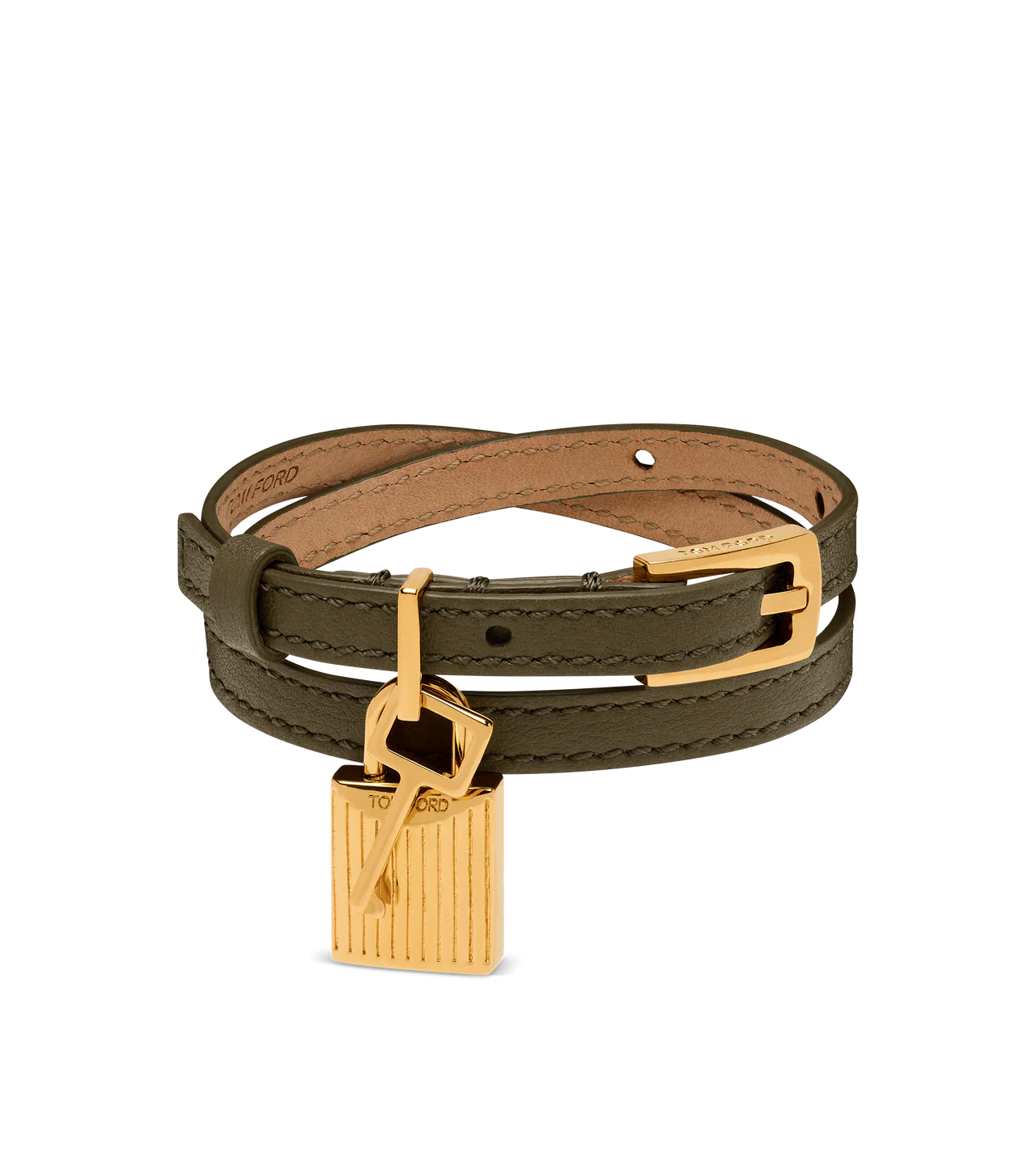 Natural Grain Leather Padlock Bracelet