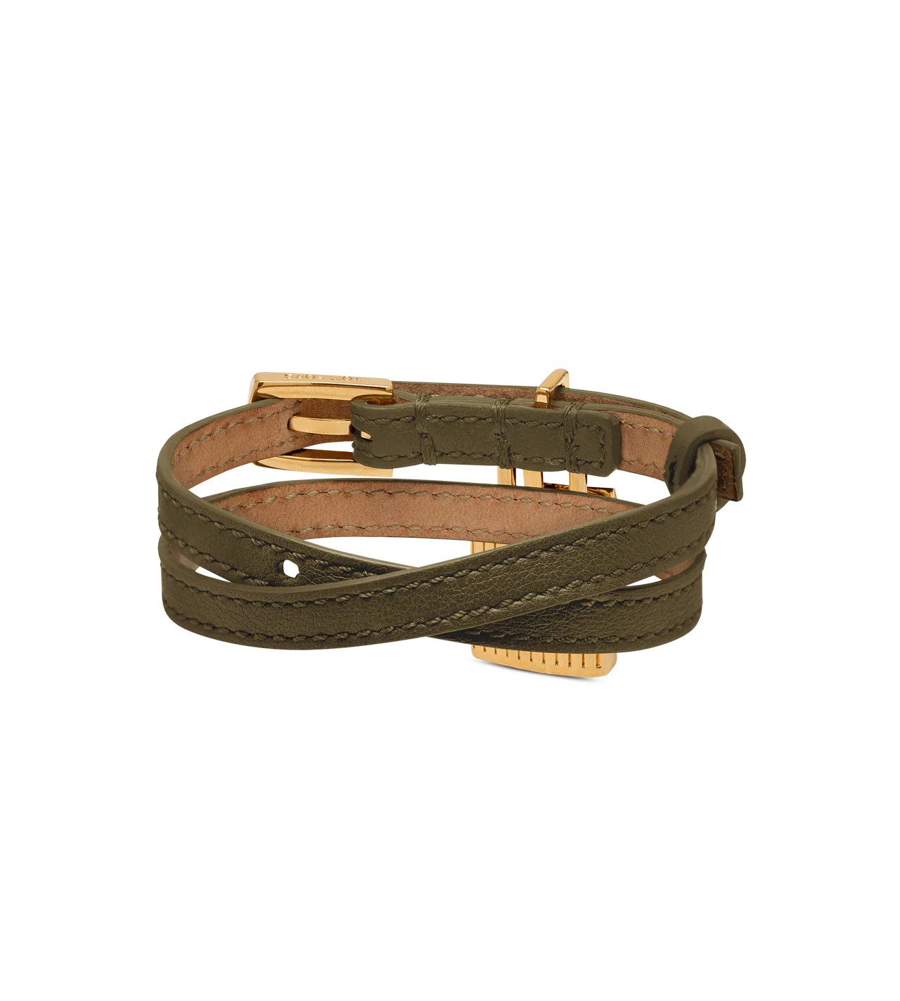 Natural Grain Leather Padlock Bracelet - Image 2