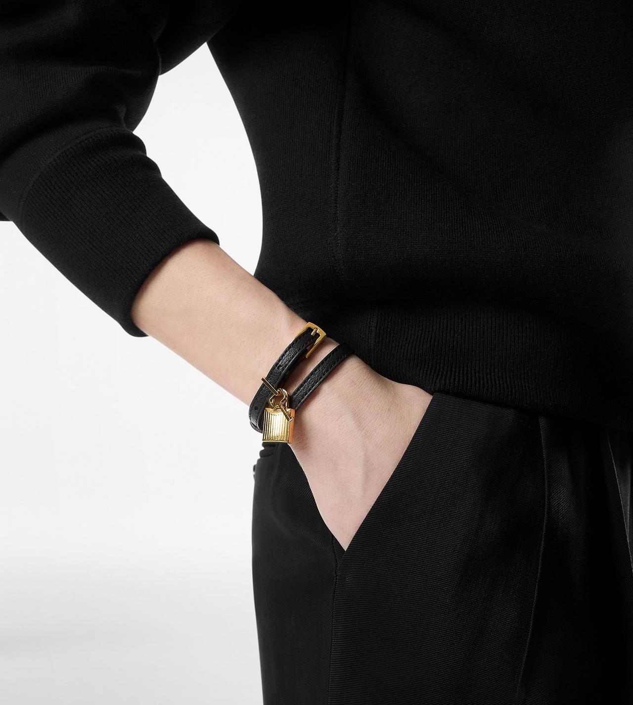 Natural Grain Leather Padlock Bracelet - Image 4