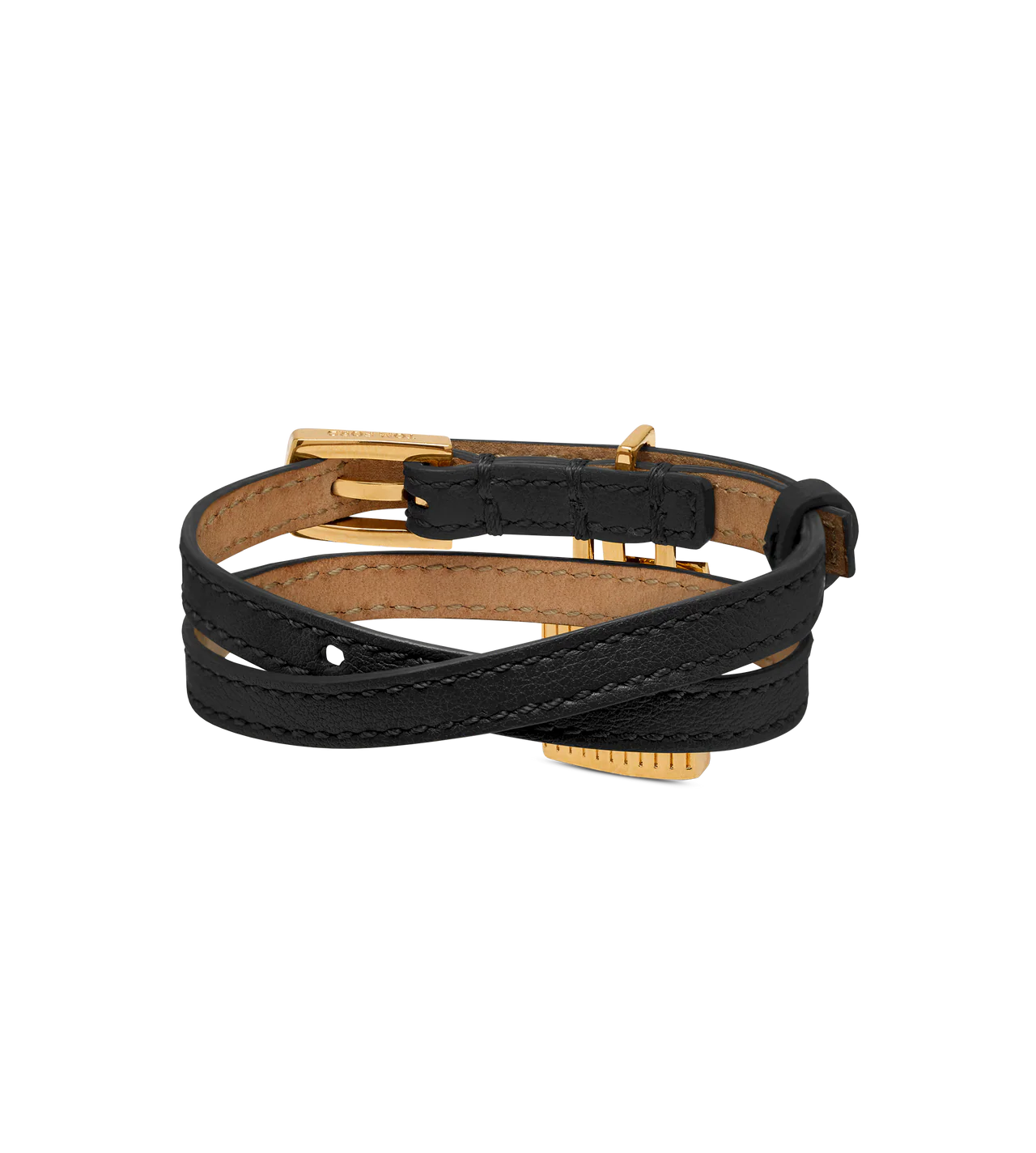Natural Grain Leather Padlock Bracelet - Image 5