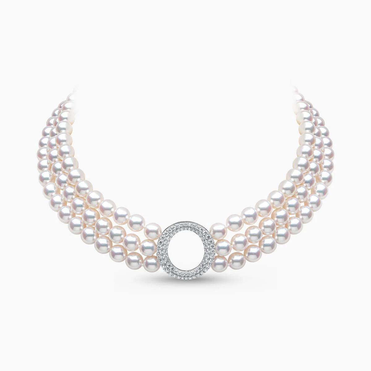 O By Yoko 18K White Gold Akoya Pearl And Diamond Choker