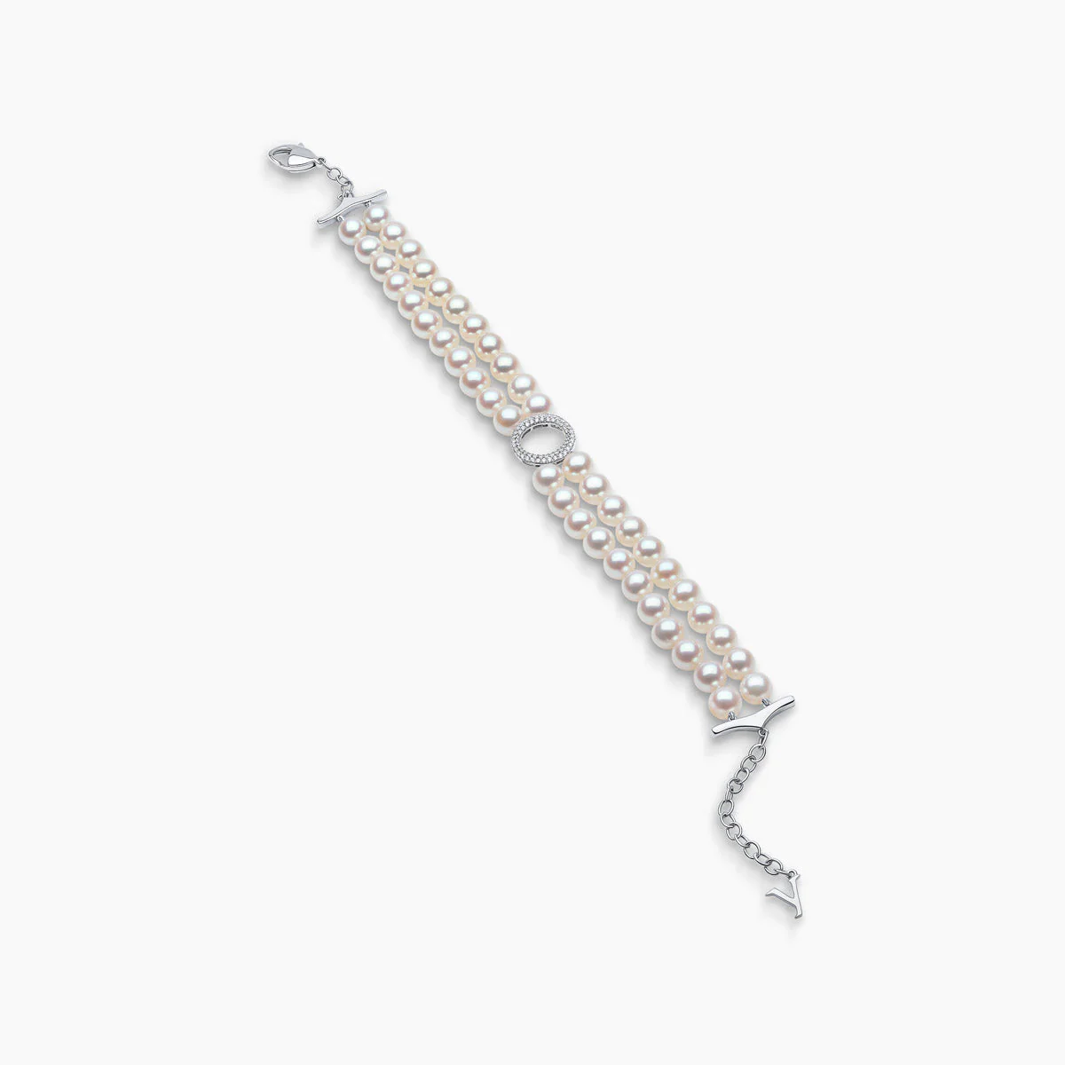 O By Yoko 18K White Gold Freshwater Pearl and Diamond Bracelet - Image 2
