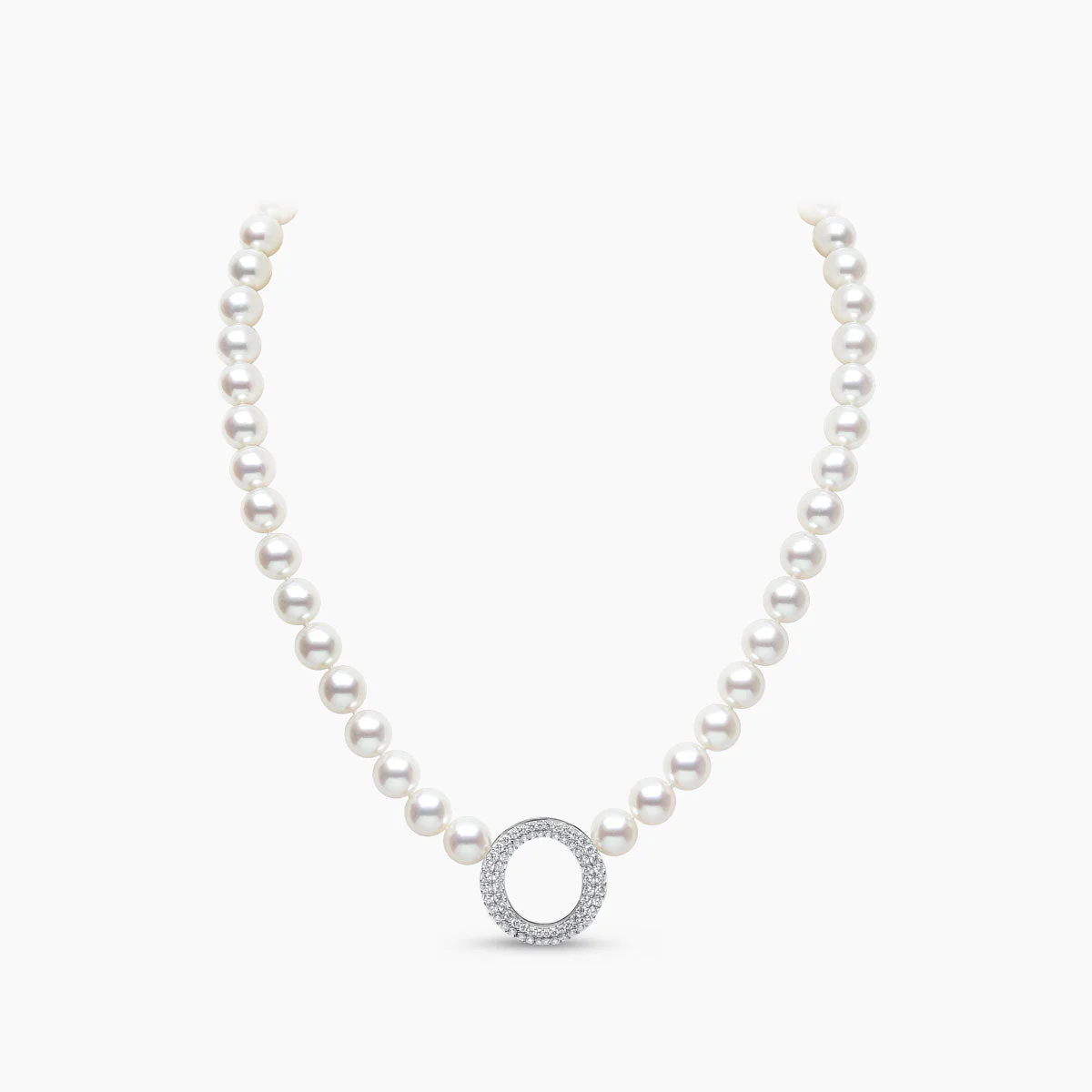 O by Yoko 18K White Gold Freshwater Pearl and Diamond Strand Necklace